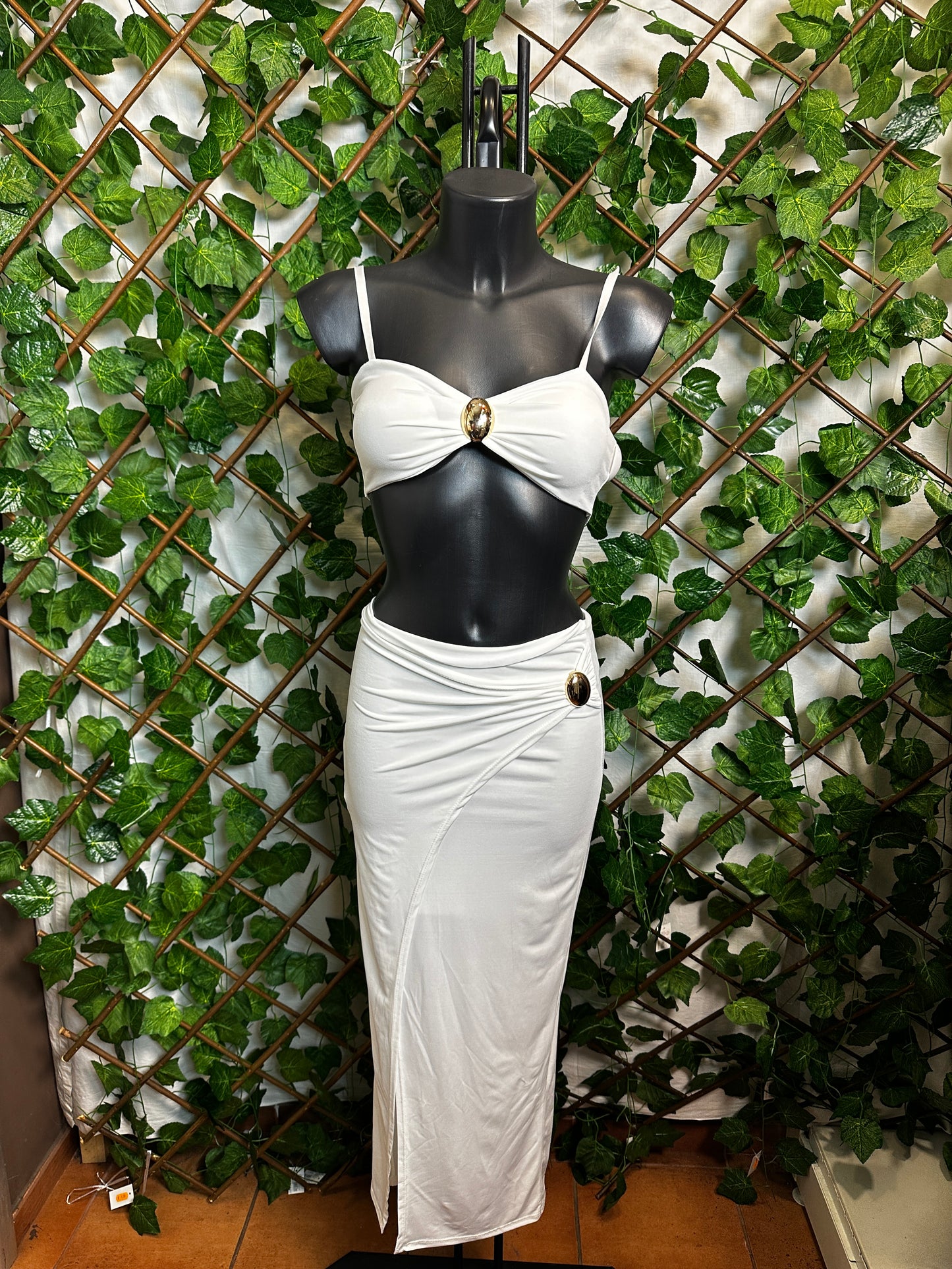 Completo top e gonna lunga con palline dorate - BERLY MODA 