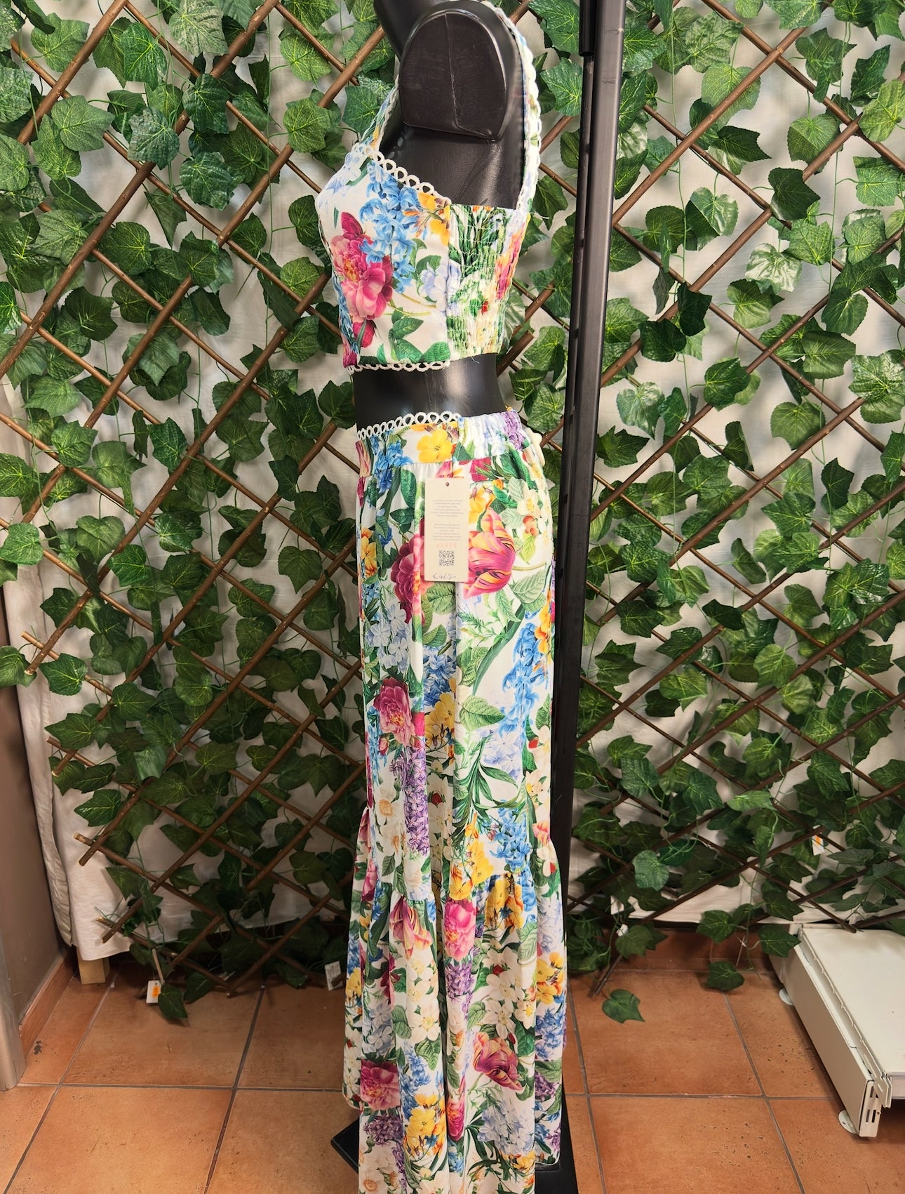 Completo Top e Gonna lunga con stampa floreale