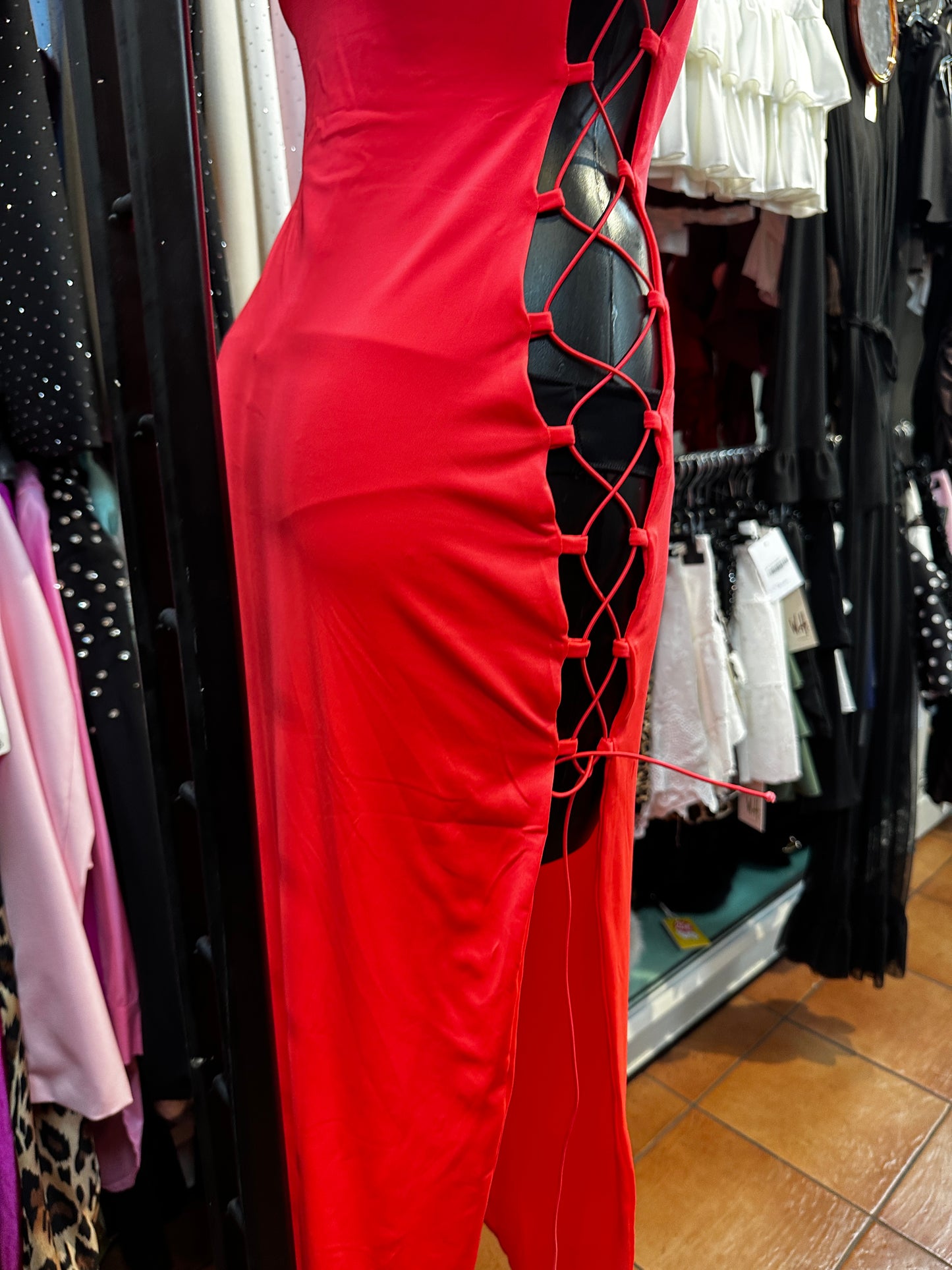 See-through fitted dress with laces to adjust the size | one size fits all