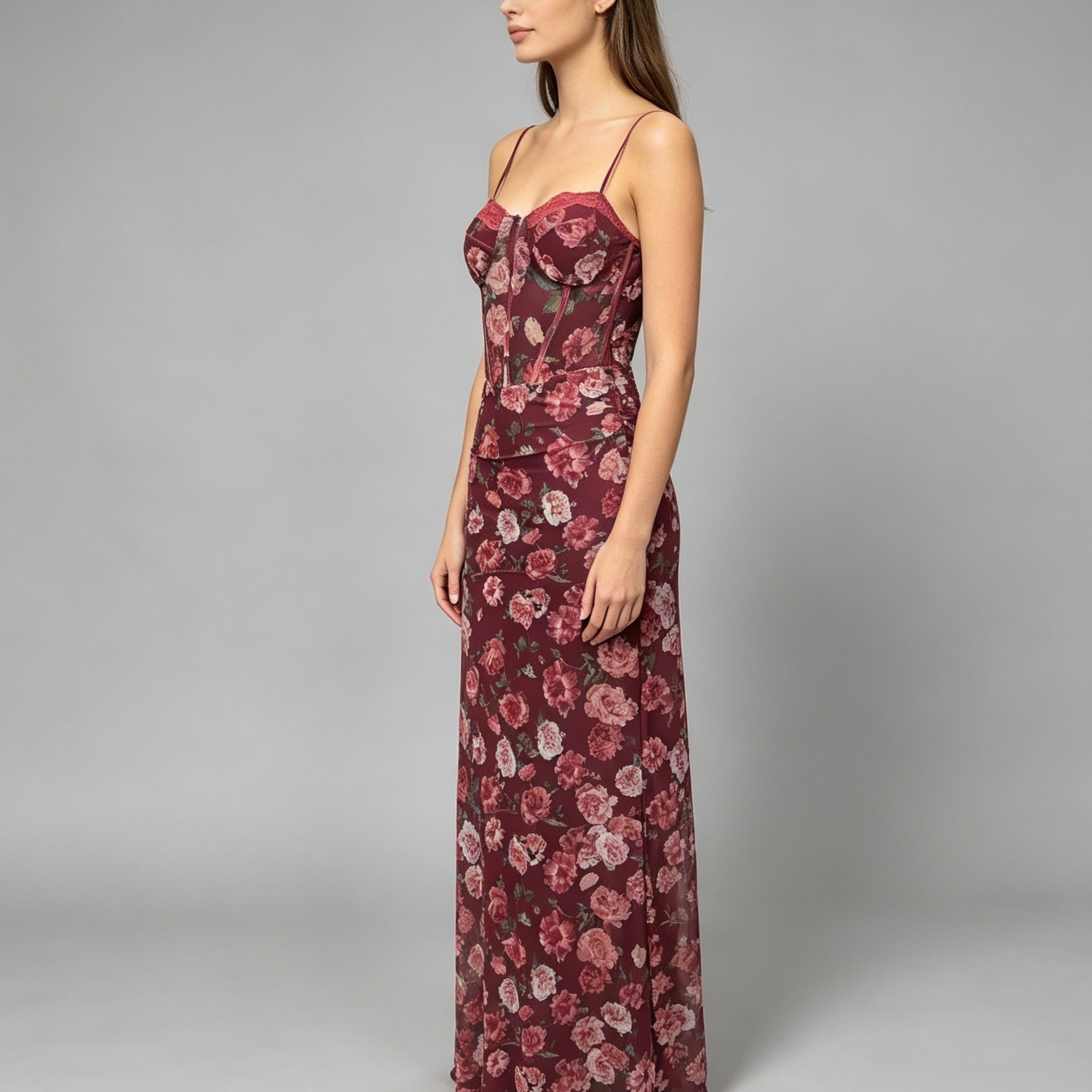Vestito lungo a corpetto trasparente - BERLY MODA 