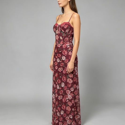 Vestito lungo a corpetto trasparente