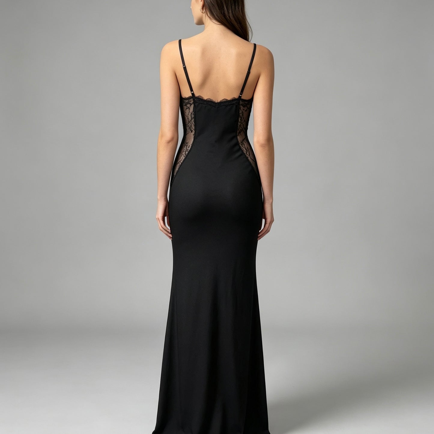 Vestito lungo con pizzo ai fianchi - BERLY MODA 