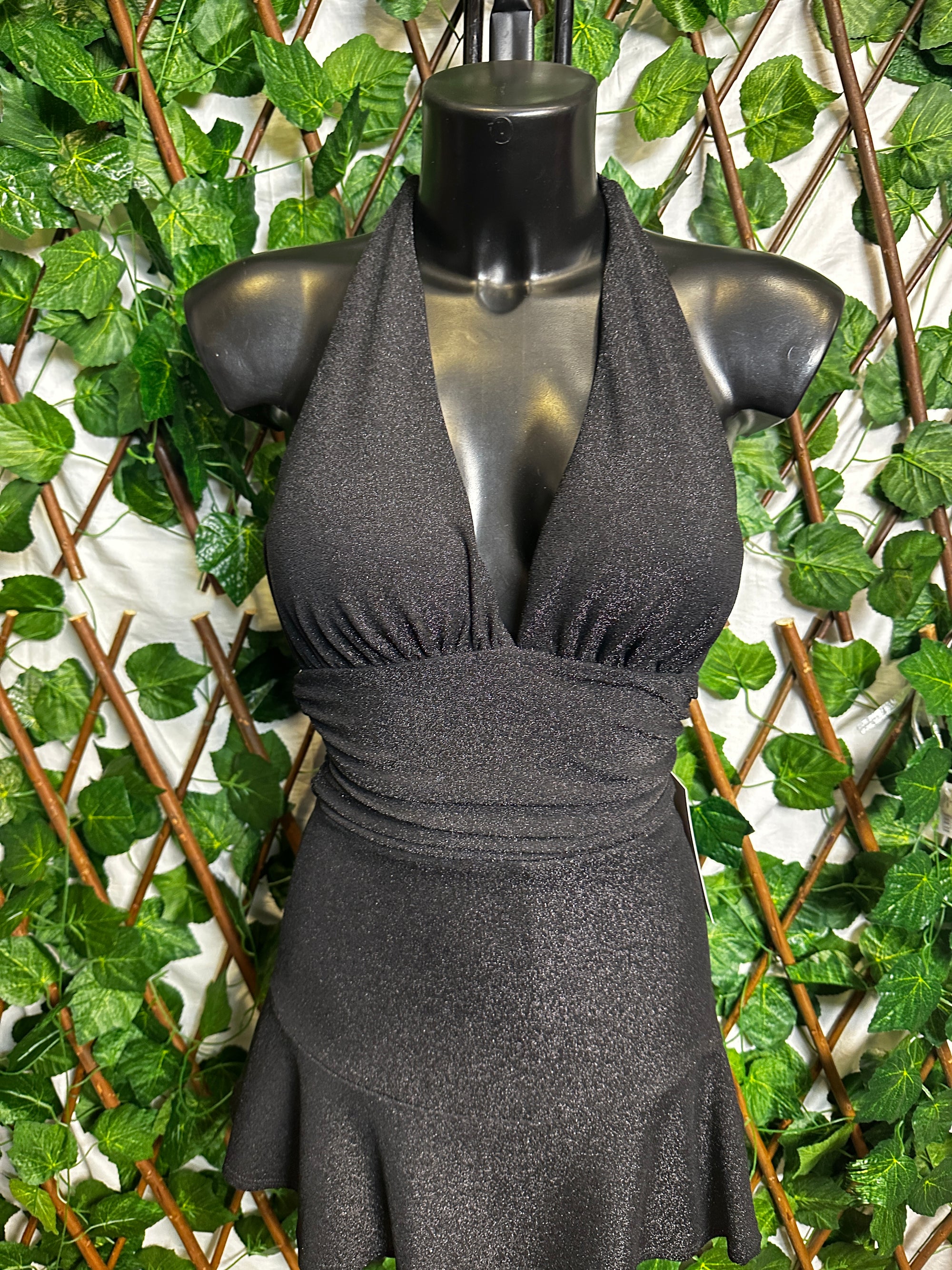 Minidress brillantinato con pantaloncini integrato