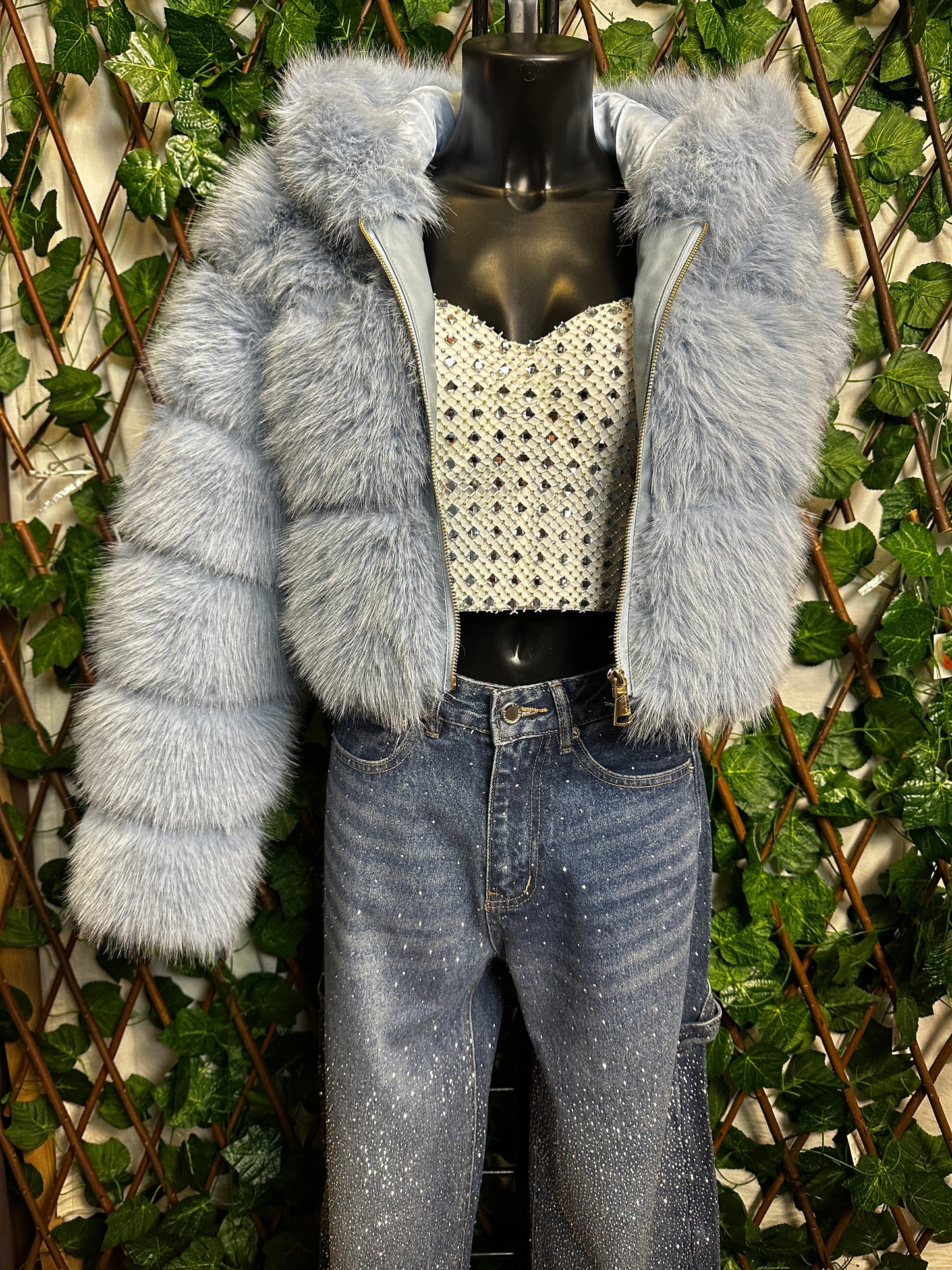 Short colored fur coat