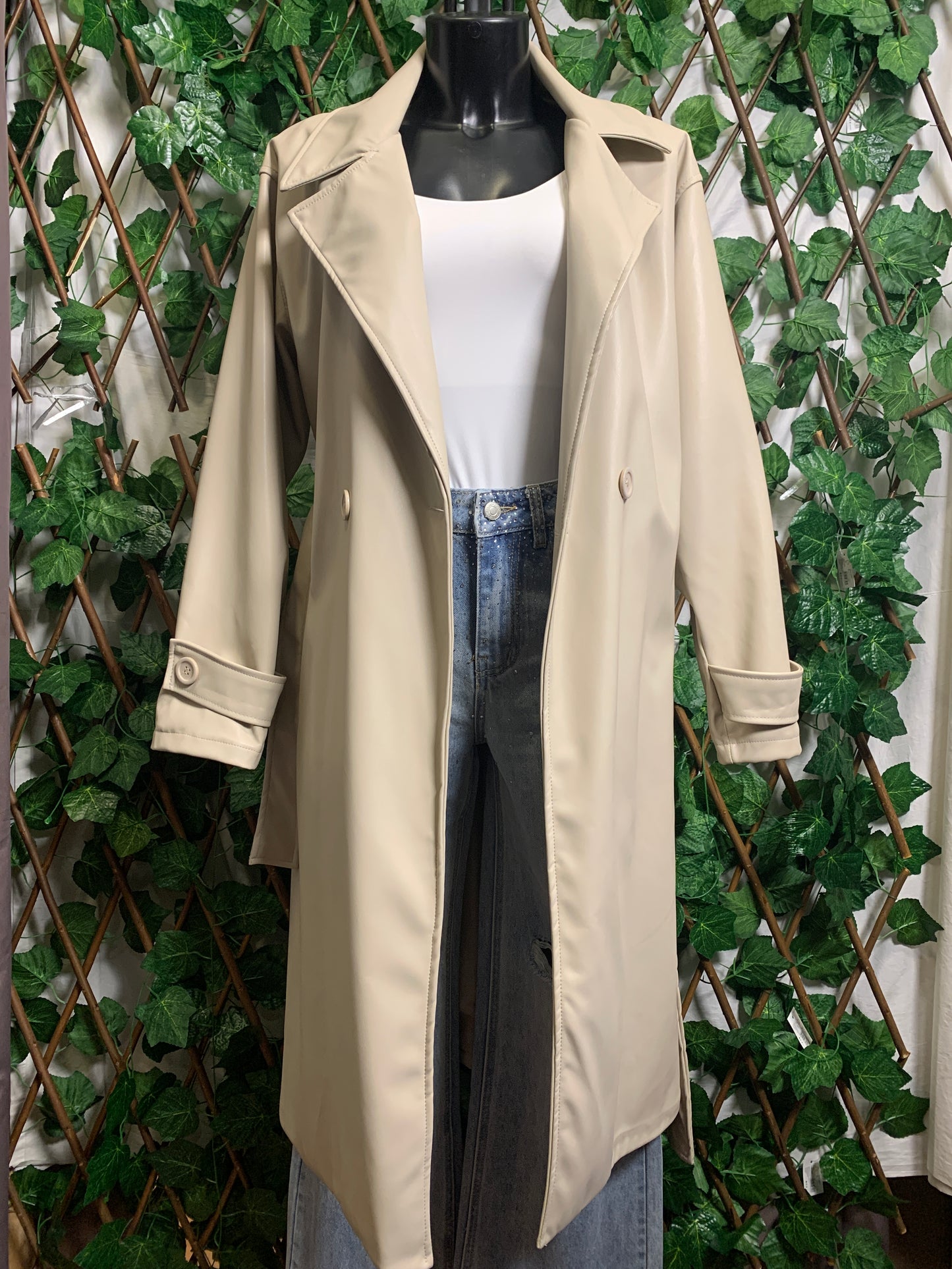 Giacca lunga in ecopelle