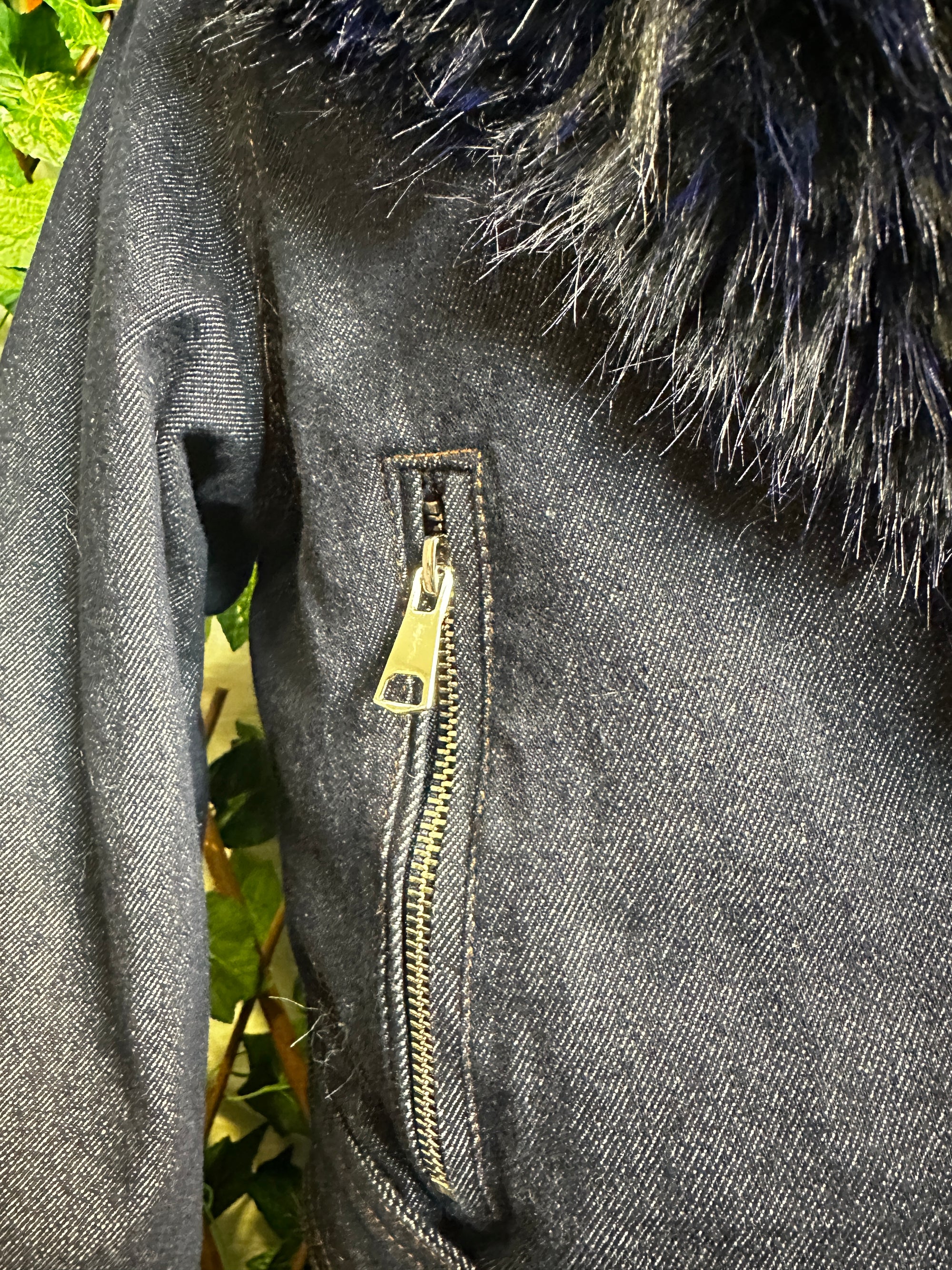 Giacca di jeans con pelliccia