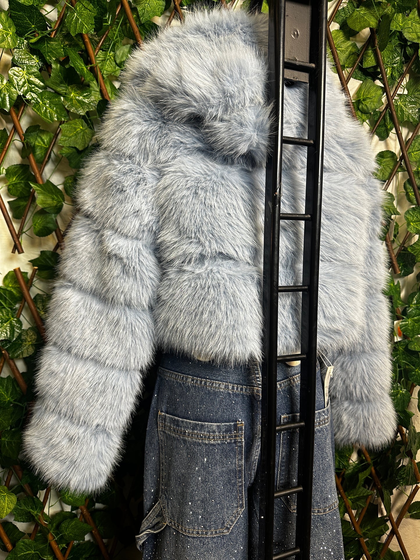 Short colored fur coat