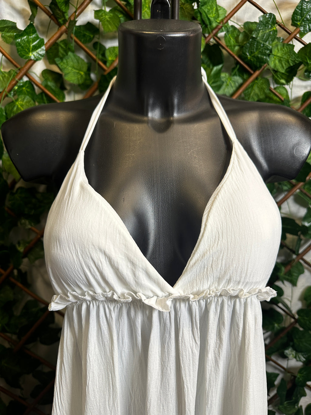 Vestito lungo estivo con la scollatura profonda schiena scoperta (con coppe dentro) | taglia unica