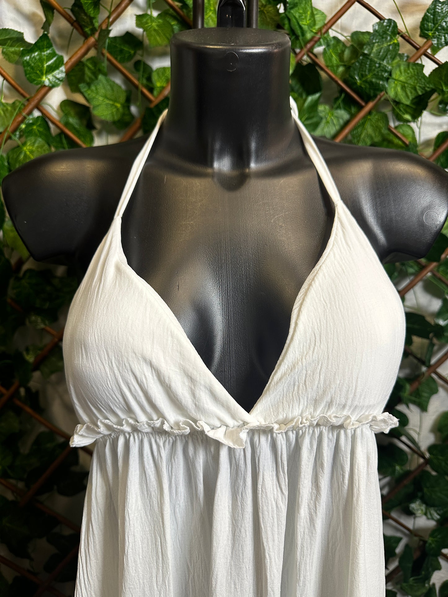 Vestito lungo estivo con la scollatura profonda schiena scoperta (con coppe dentro) | taglia unica