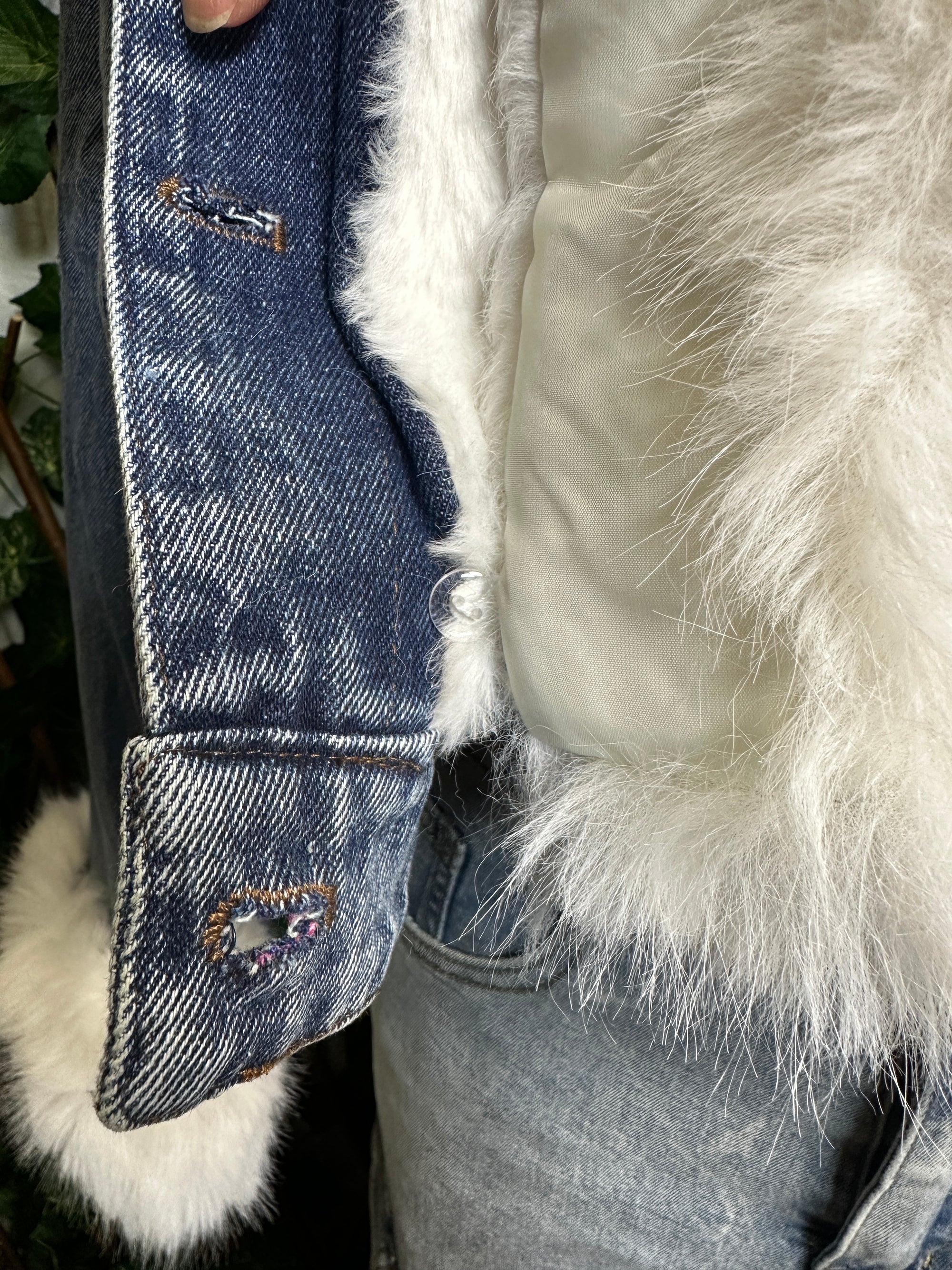 Giacca di jeans con pelliccia