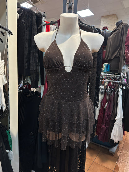 Mini-abito balze e scollo all'americana con punti luce – SOGNO DI MEZZANOTTE ✨🌙