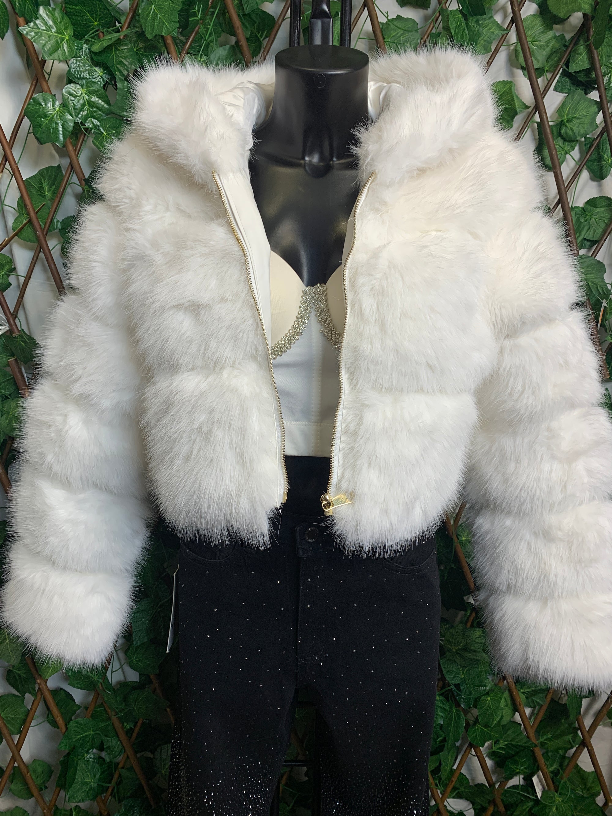 Short colored fur coat