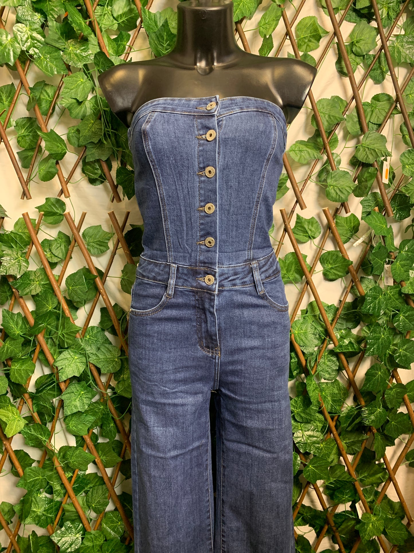 Bandeau denim overalls