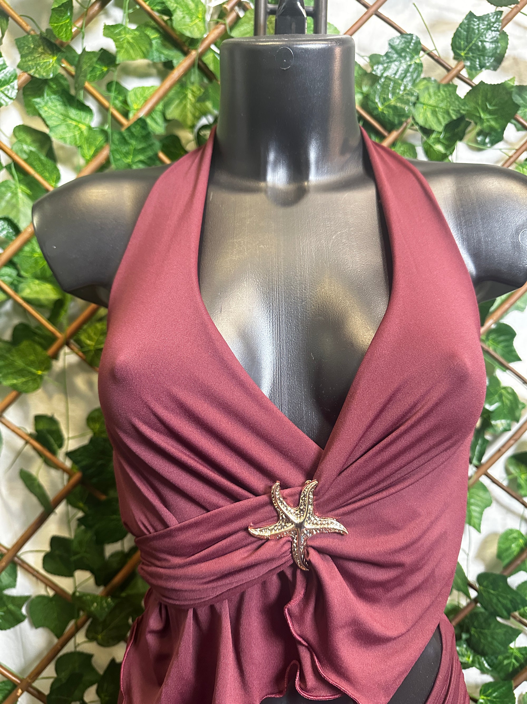 Top scollato e gonna con arricciatura con dettaglio stella marina | taglia unica