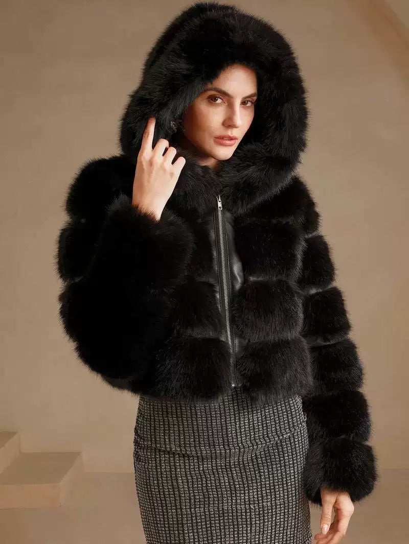 Short colored fur coat