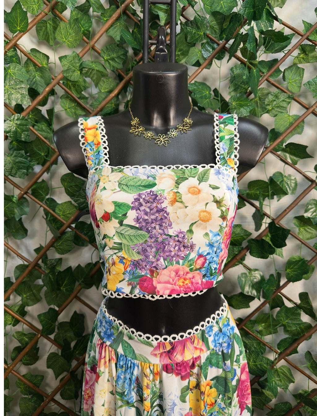 Completo Top e Gonna lunga con stampa floreale