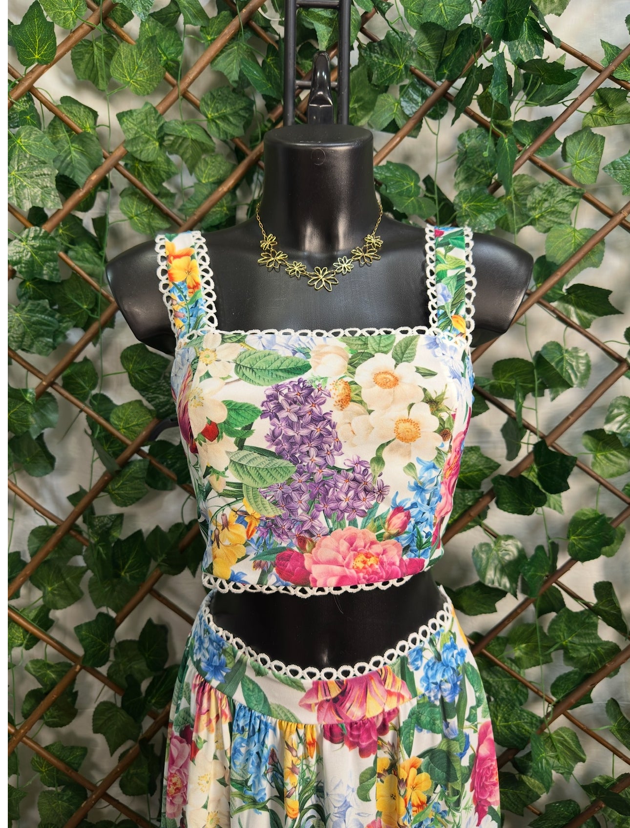 Completo Top e Gonna lunga con stampa floreale