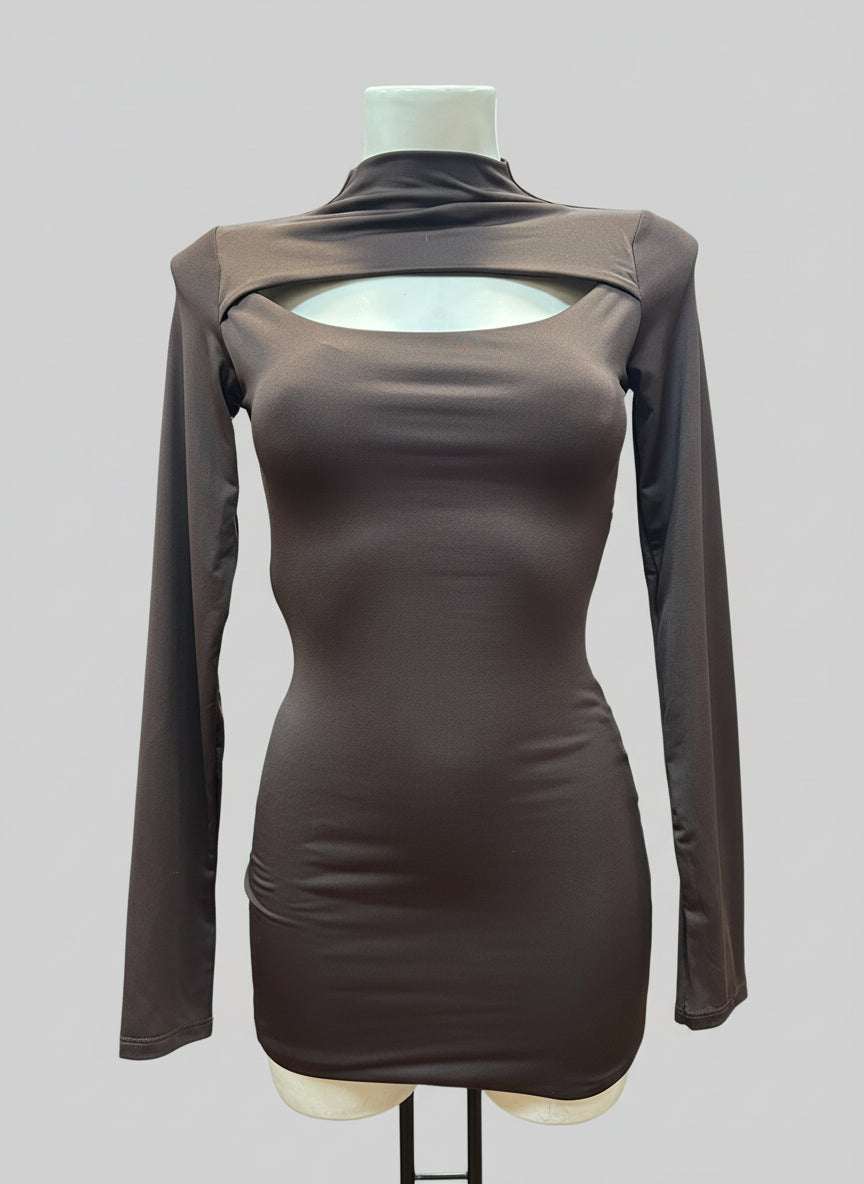 Mini Dress Bordeaux Cut-Out a Collo Alto – Eclissi di Luna