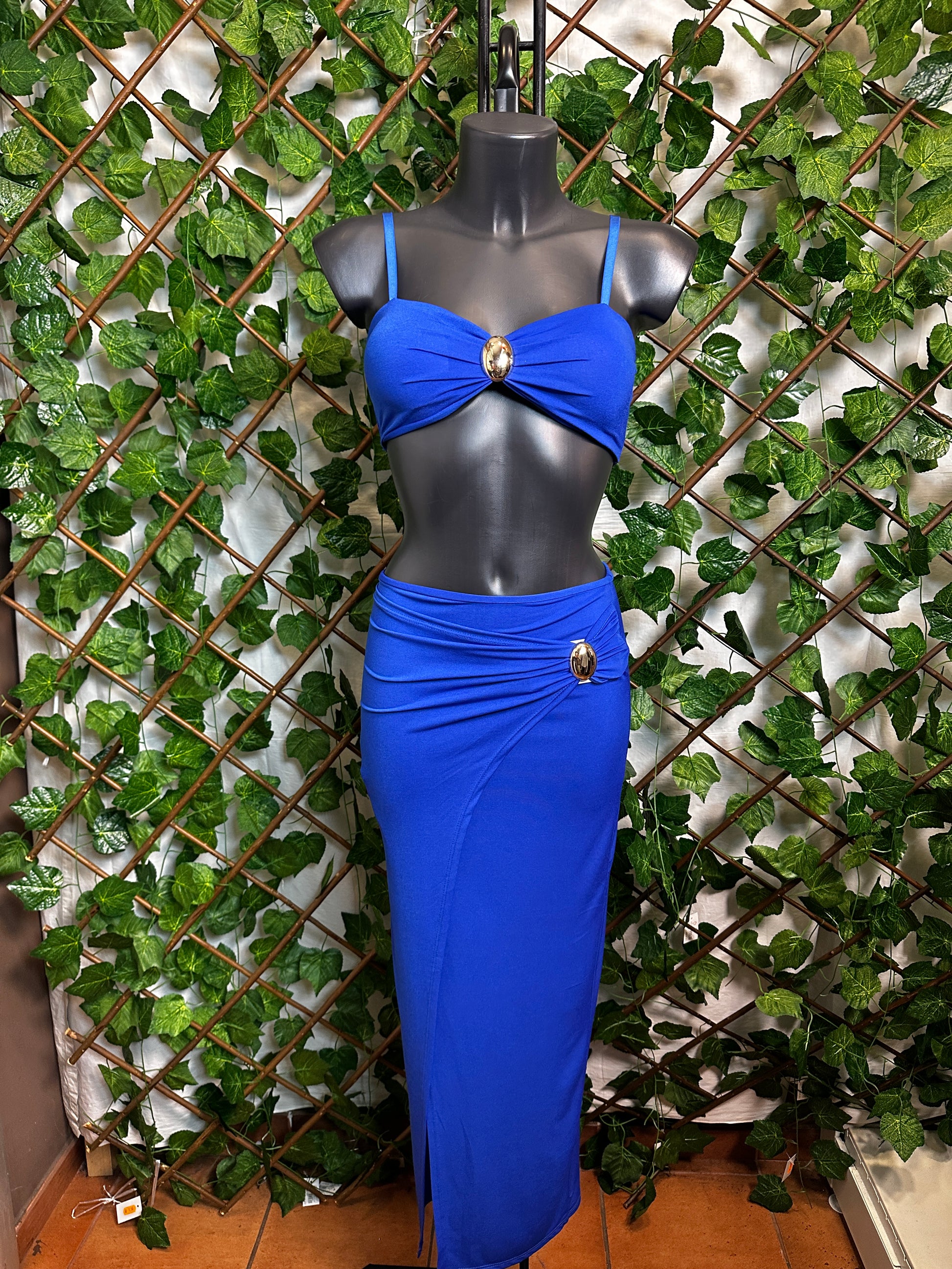 Completo top e gonna lunga con palline dorate - BERLY MODA 