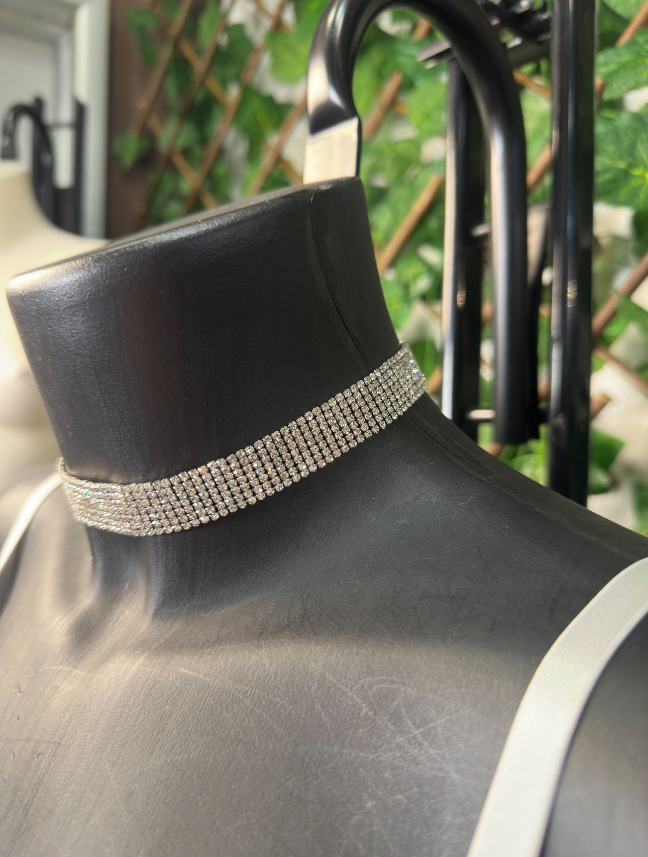 Wide silver necklace