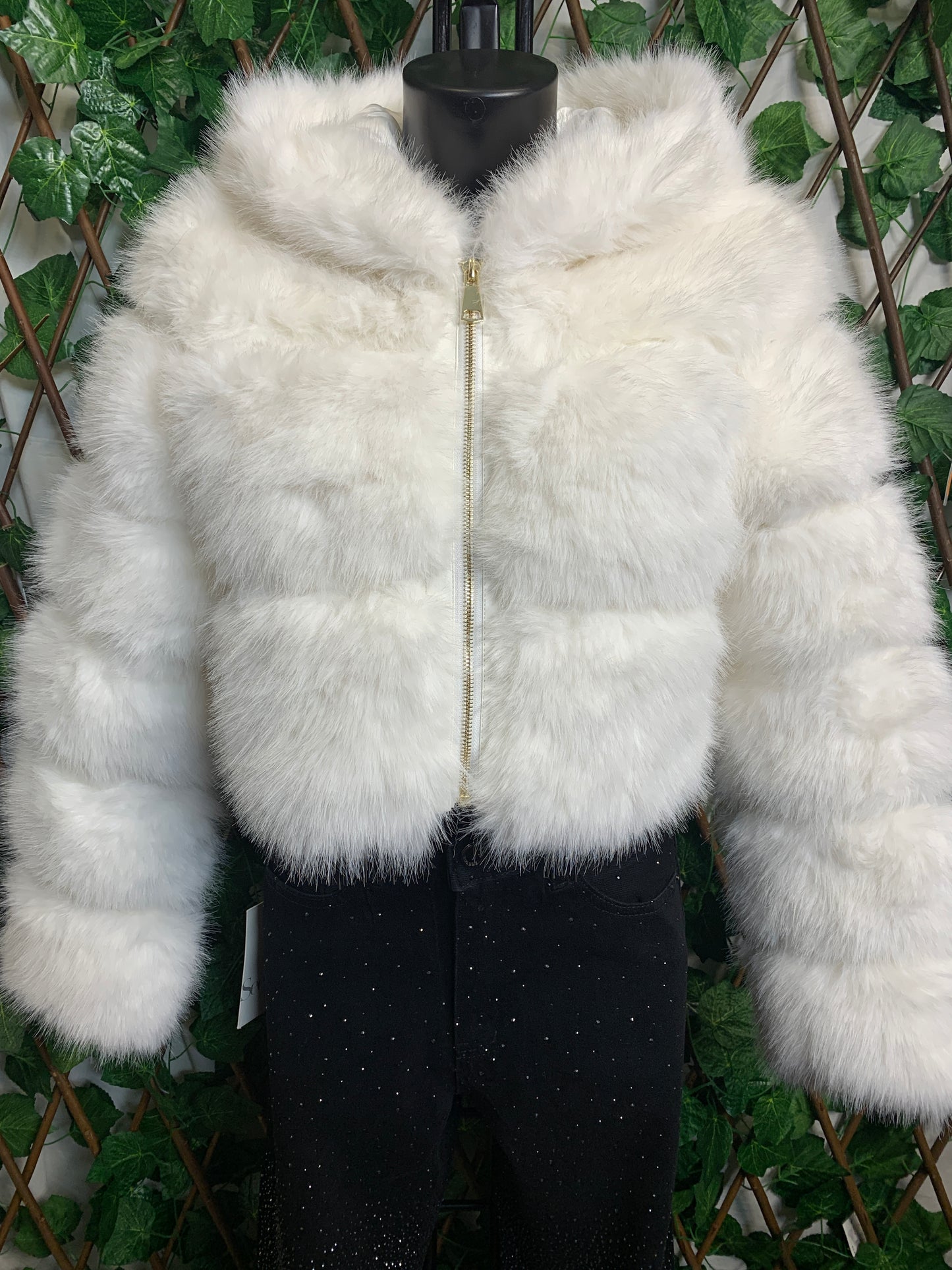 Short colored fur coat
