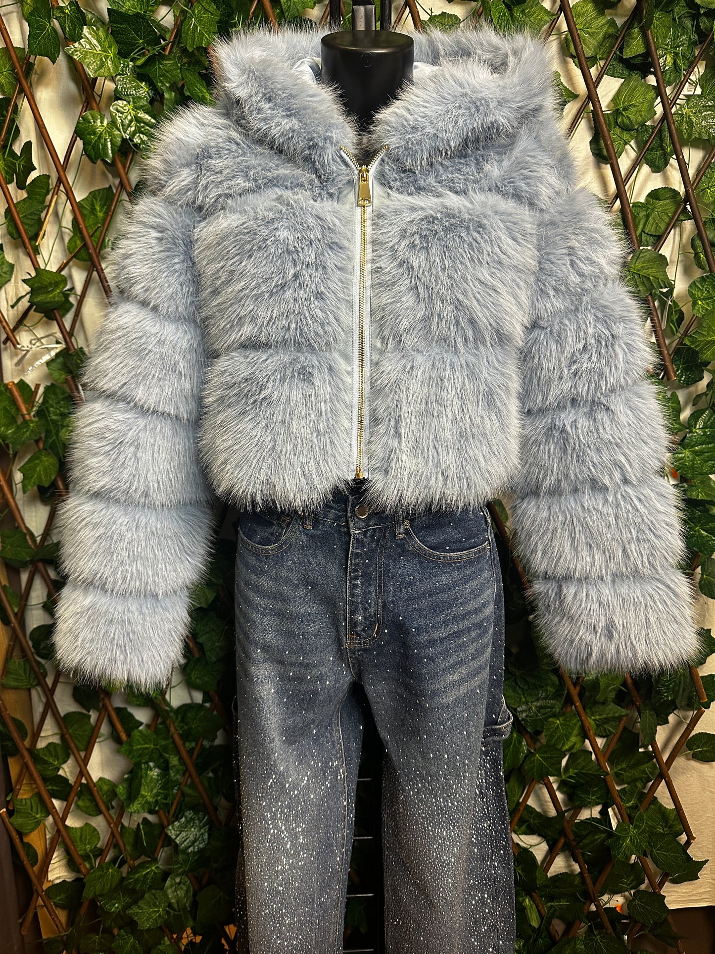 Short colored fur coat