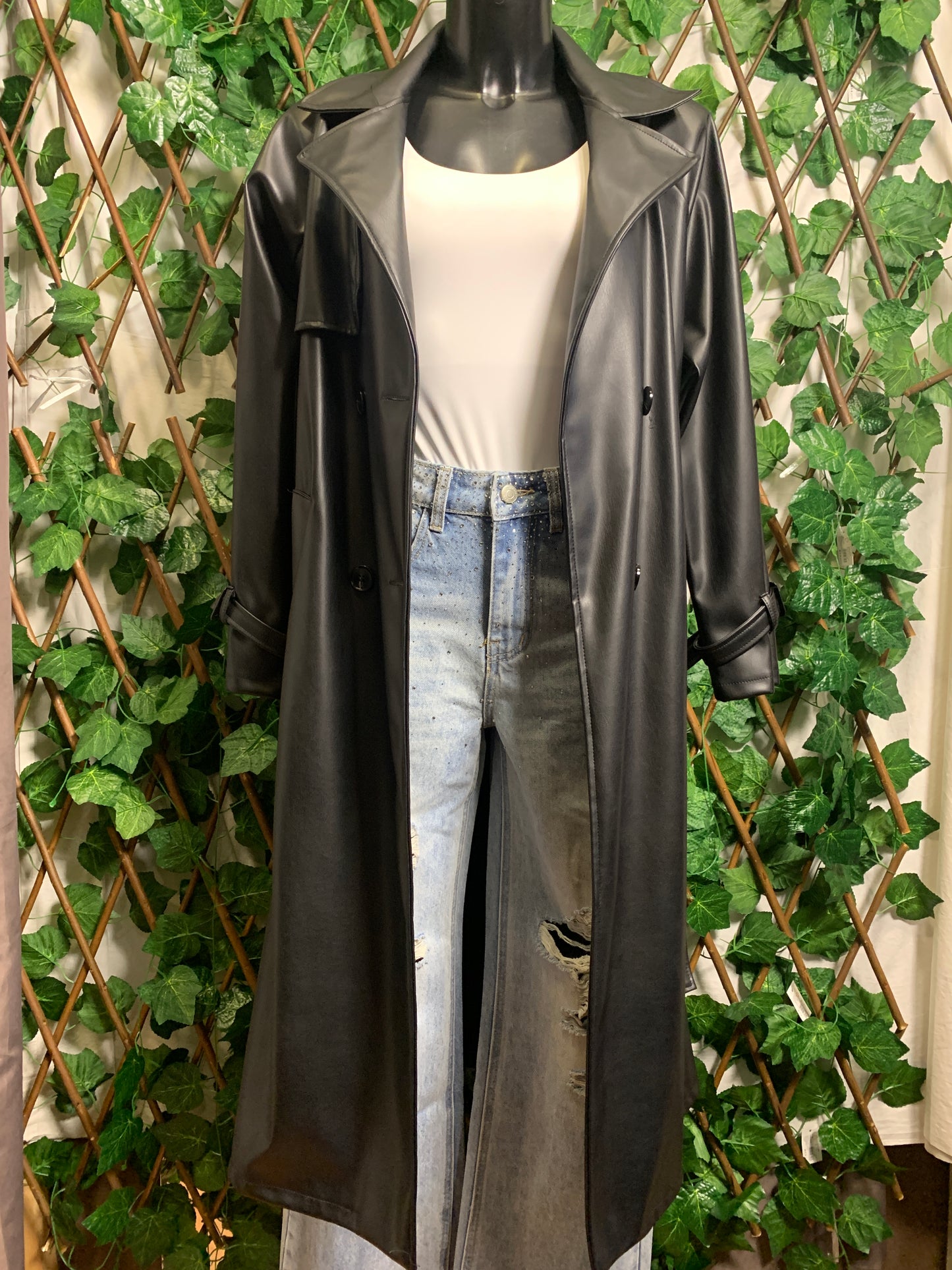 Giacca lunga in ecopelle