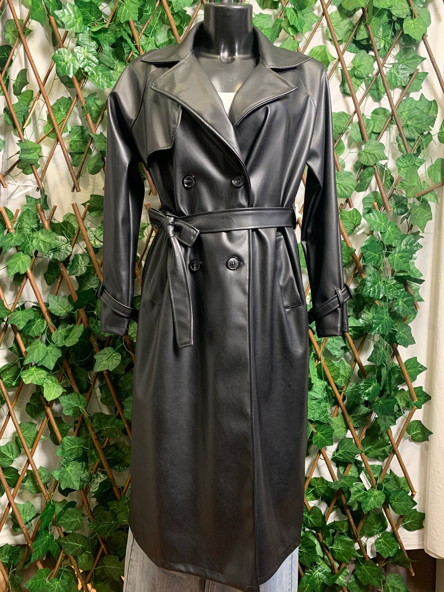 Giacca lunga in ecopelle