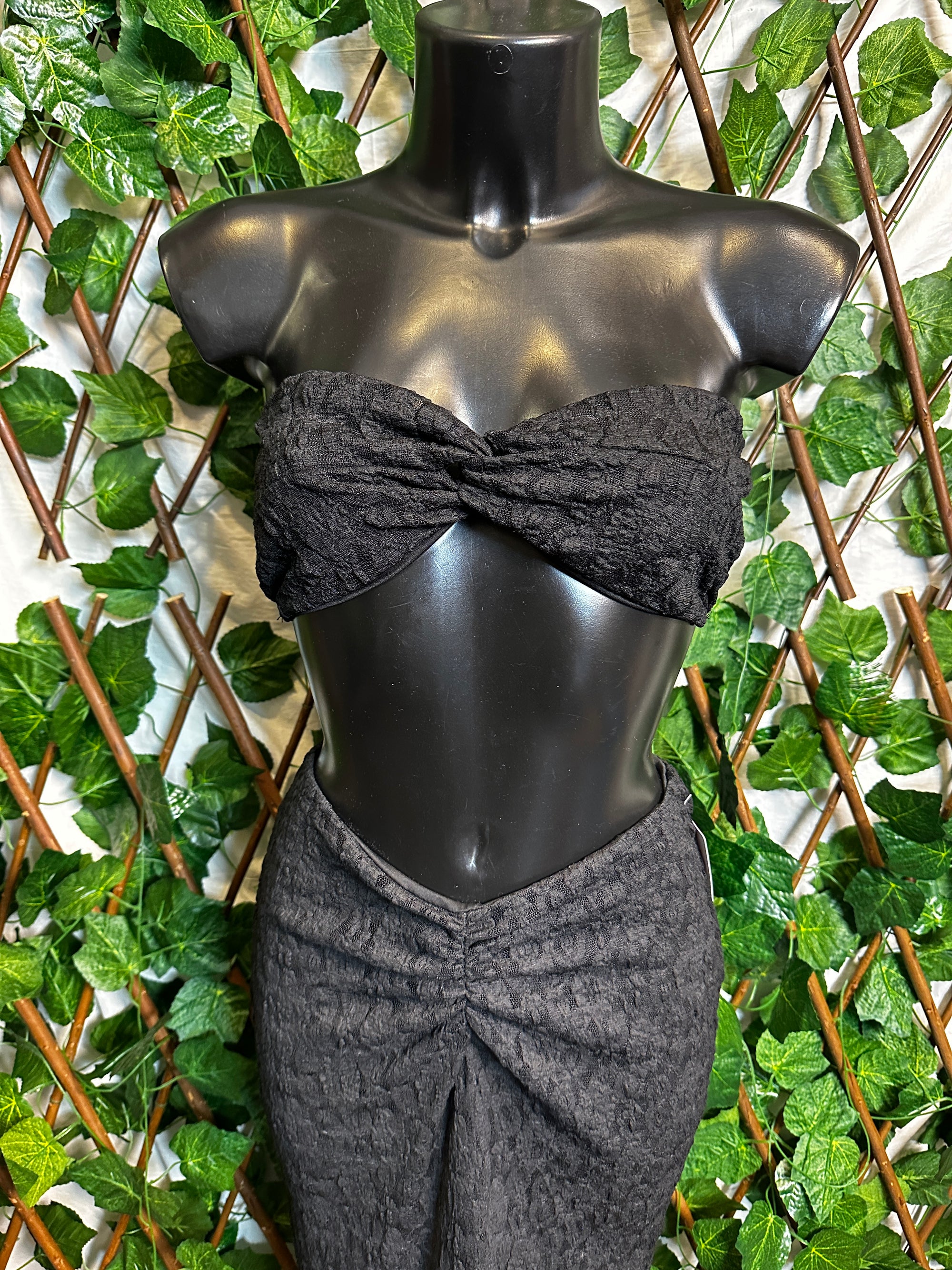 Modello crepe: completo top a fascia e gonna lunga | taglia unica