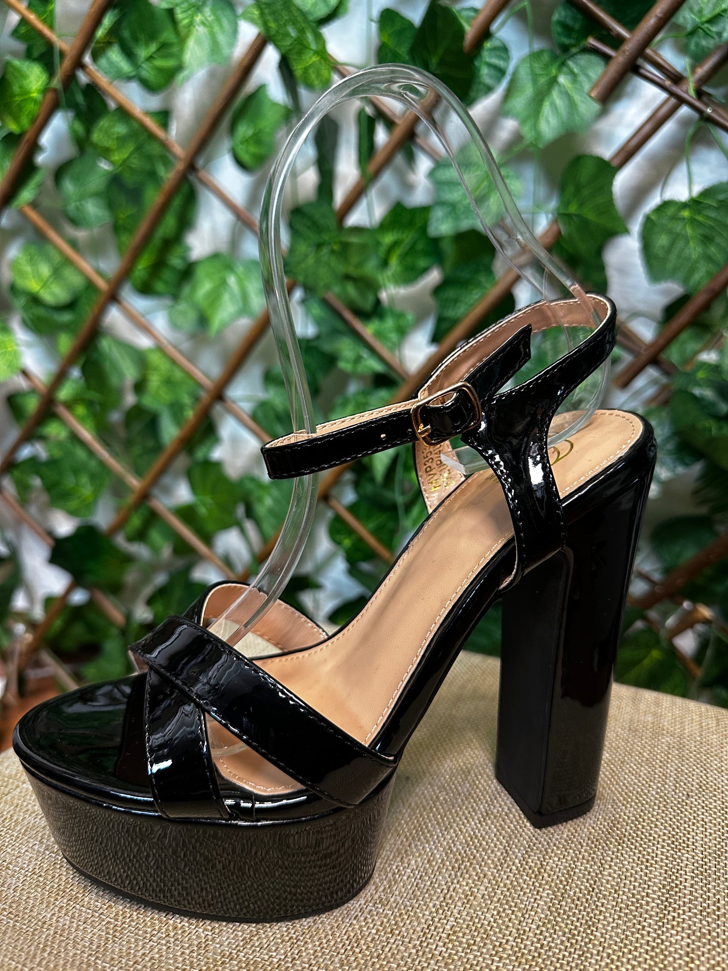 High polished block heels (9.5 inch heel)