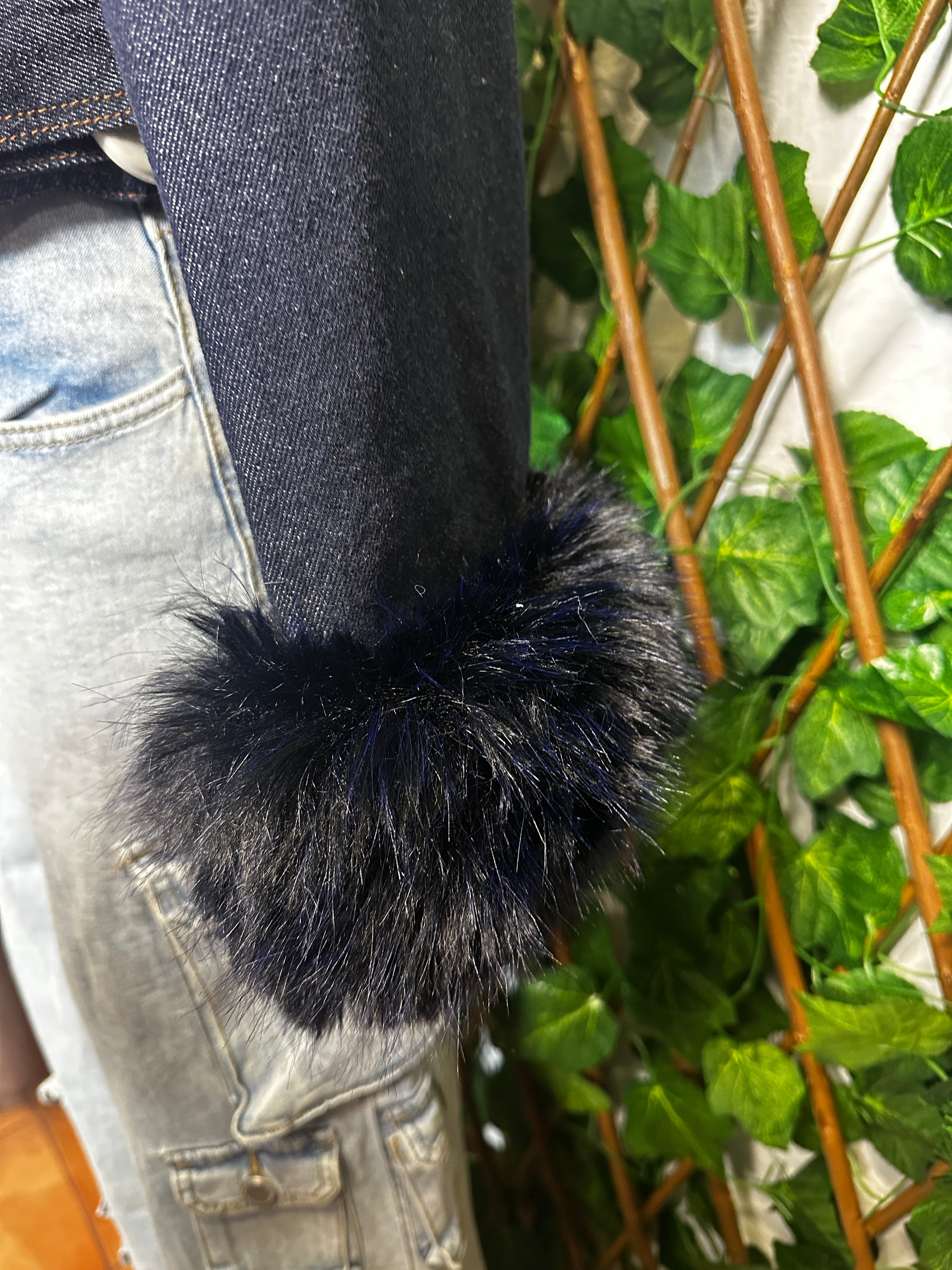 Giacca di jeans con pelliccia
