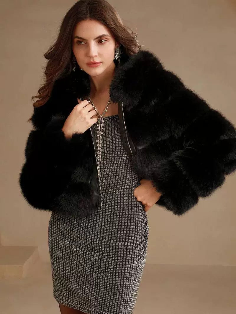 Short colored fur coat
