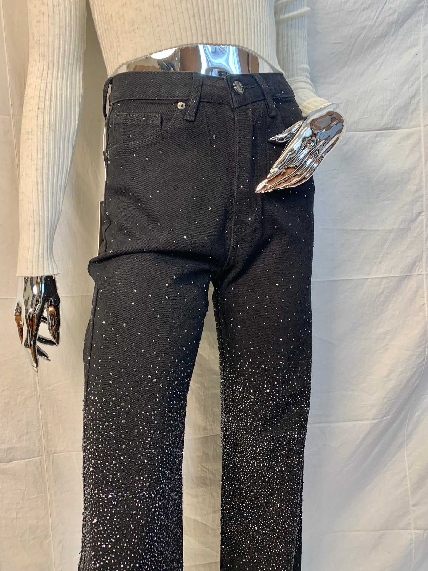 AUTUNNO 2024 | Pantalone nero denim con strass