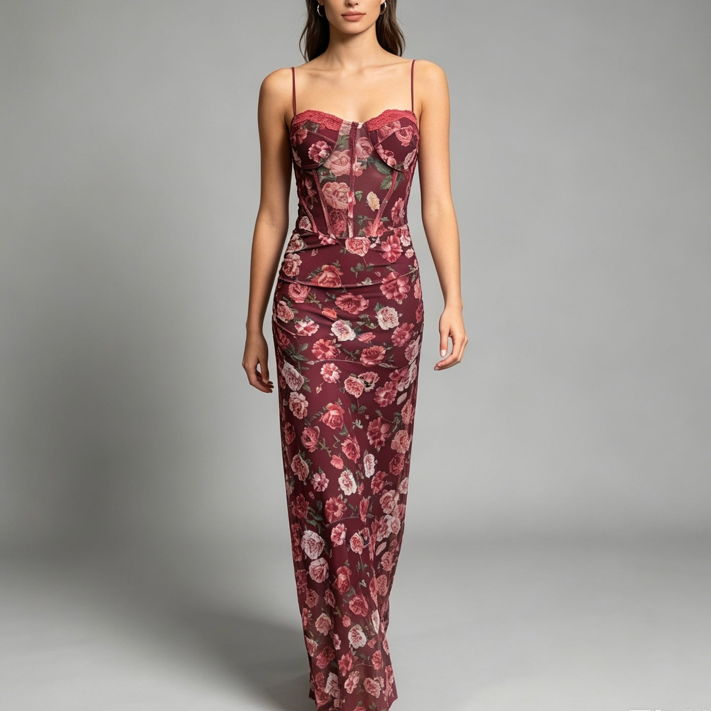Vestito lungo a corpetto trasparente - BERLY MODA 