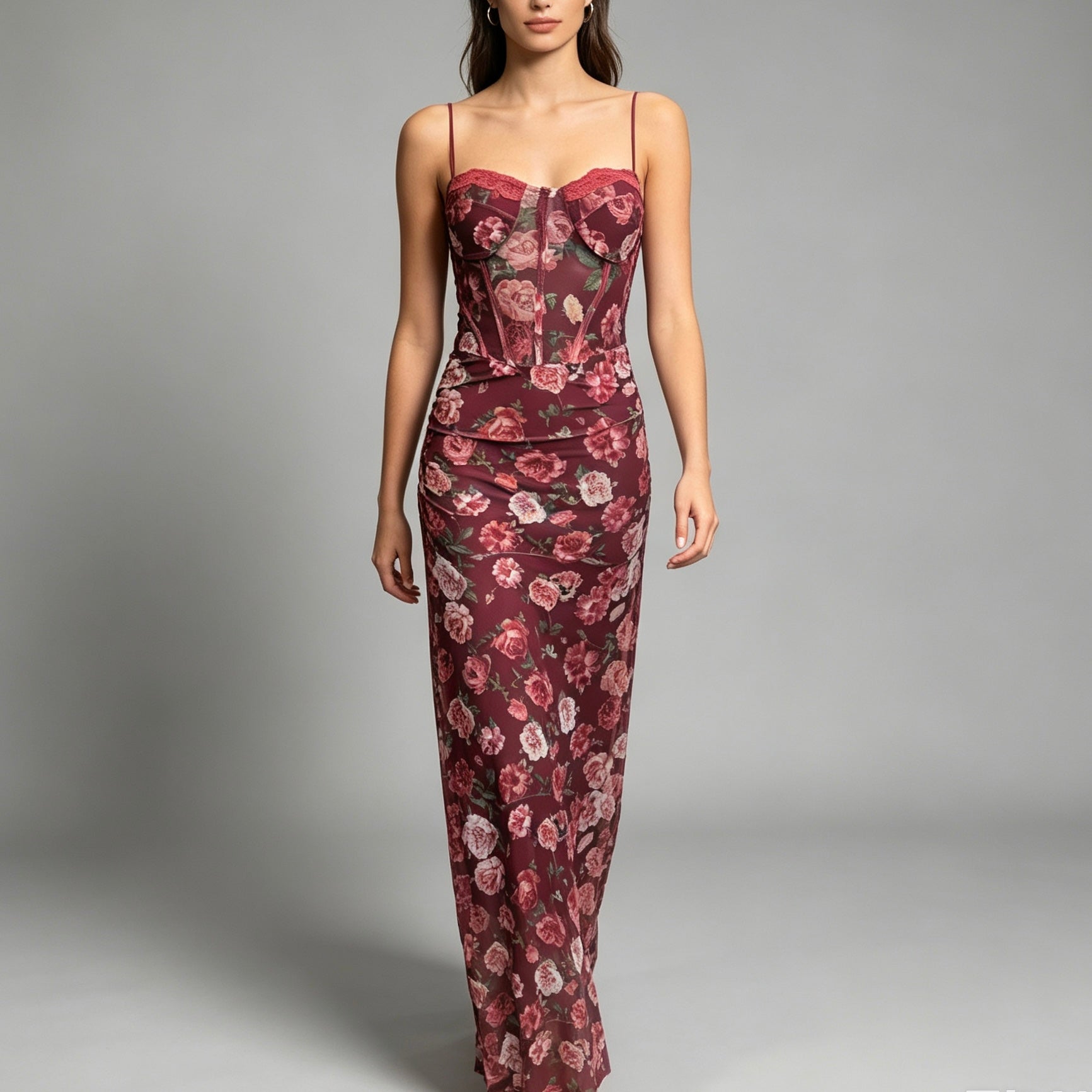 Vestito lungo a corpetto trasparente - BERLY MODA 