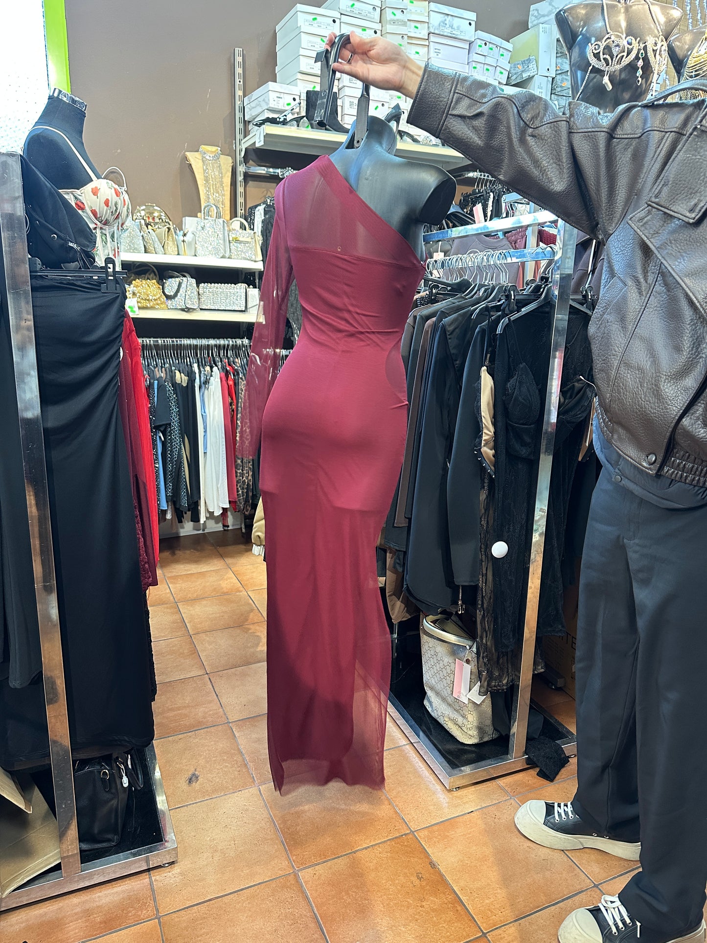 Abito Maxi Monospalla "Goddess Mesh" – Trasparenze e Seduzione - BERLY MODA 