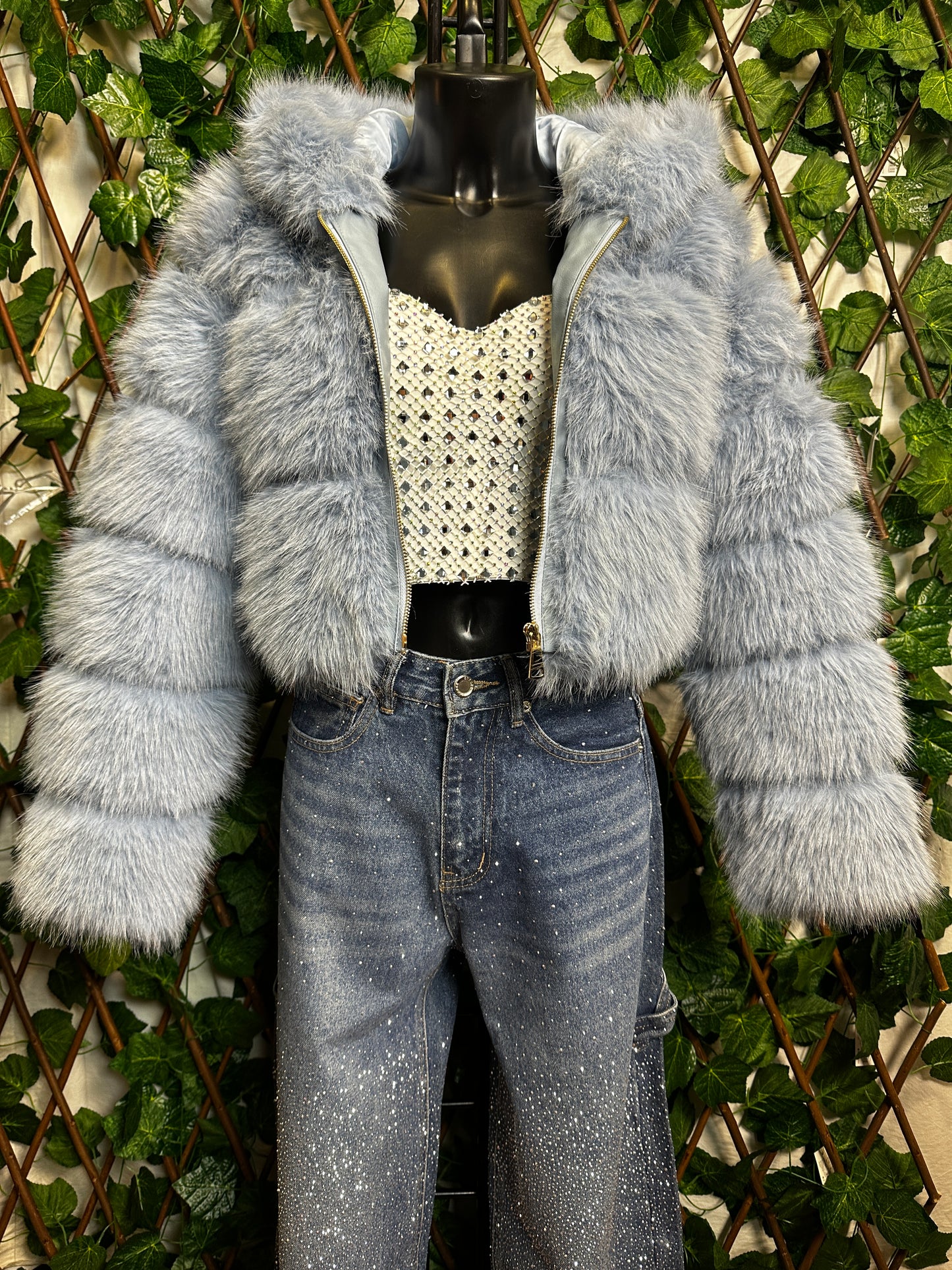 Short colored fur coat