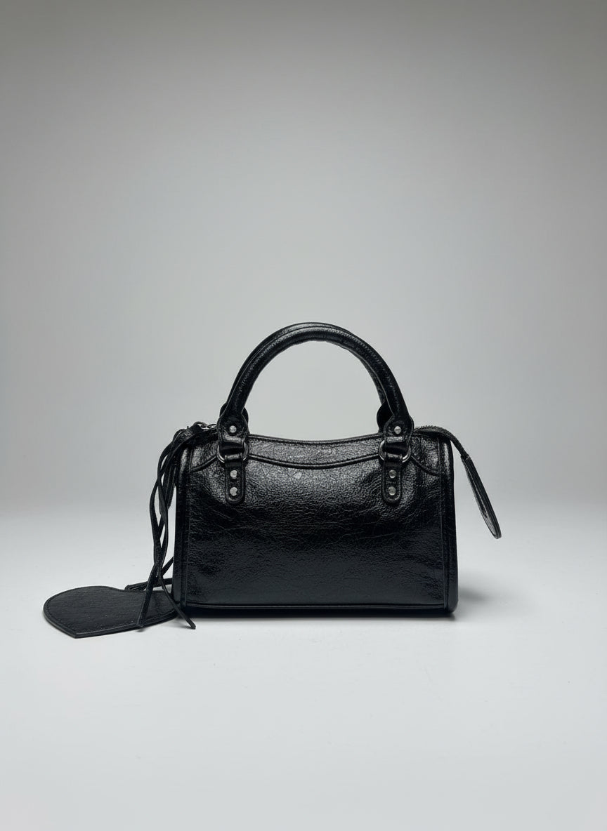 Borsa Rock Biker Ecopelle Nera – Tentazione Ribelle