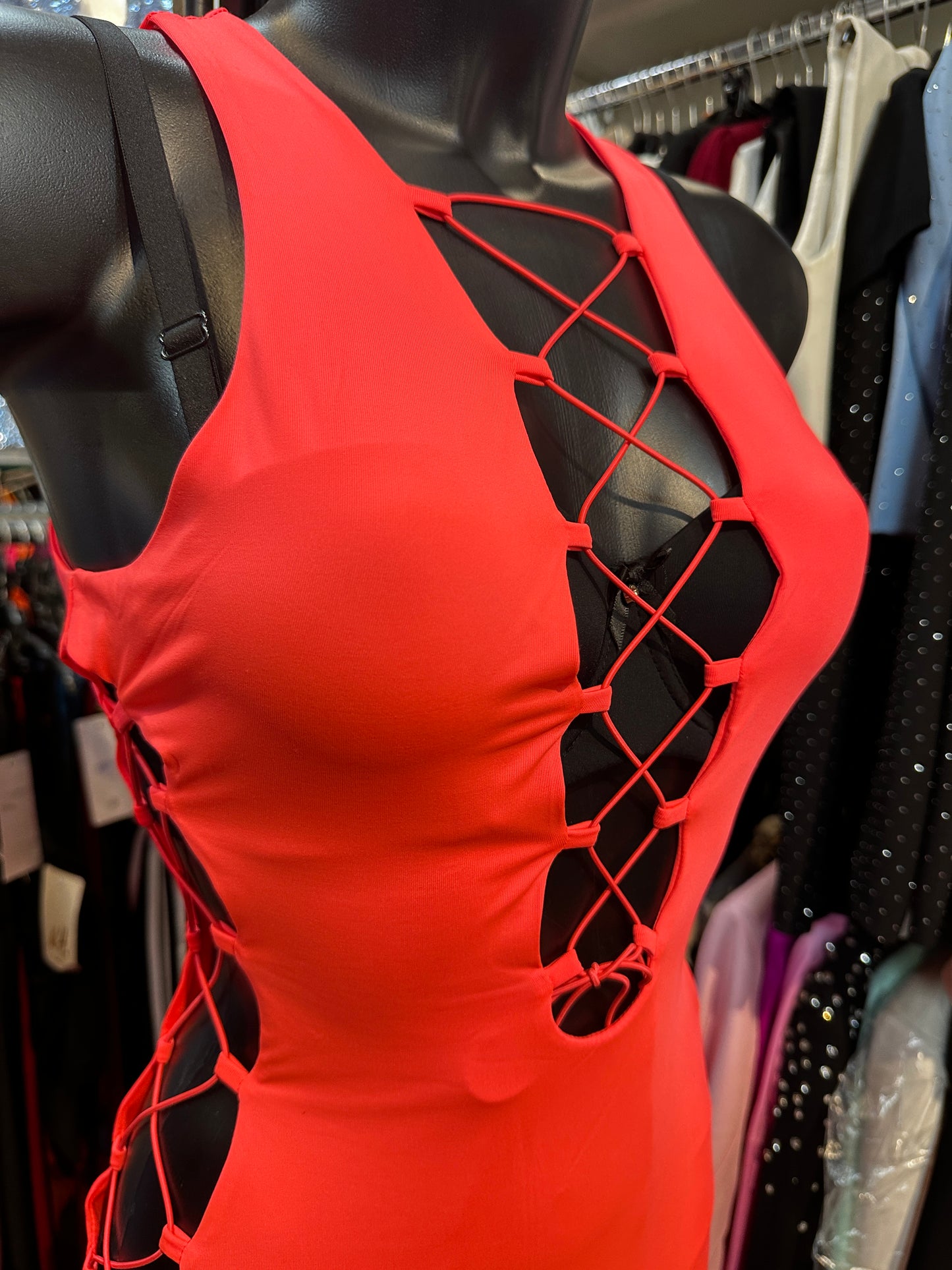 See-through fitted dress with laces to adjust the size | one size fits all