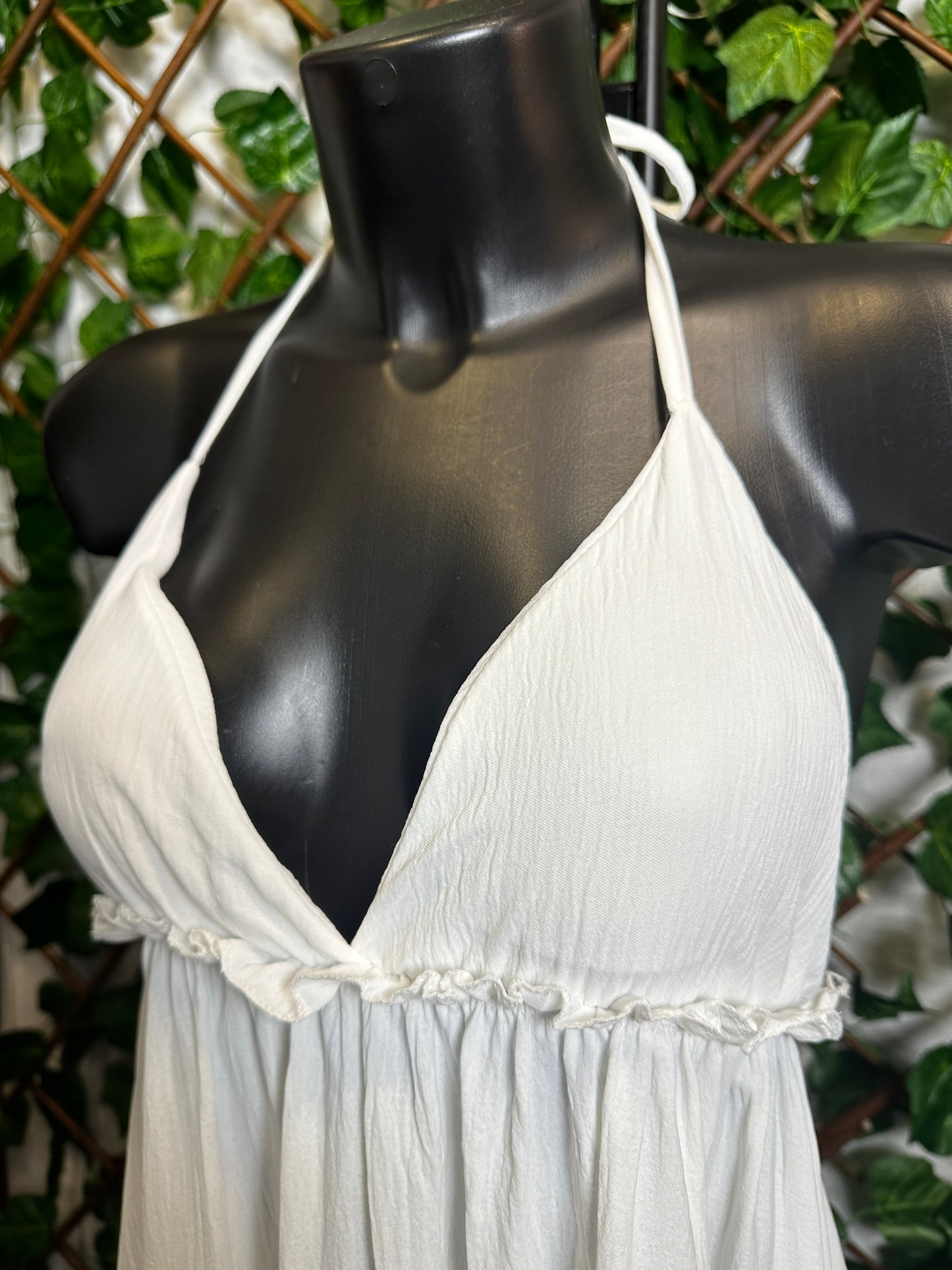 Vestito lungo estivo con la scollatura profonda schiena scoperta (con coppe dentro) | taglia unica