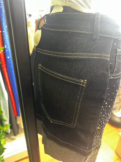 Gonna di jeans brillantinato