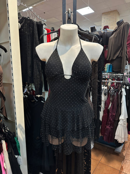 Mini-abito balze e scollo all'americana con punti luce – SOGNO DI MEZZANOTTE ✨🌙