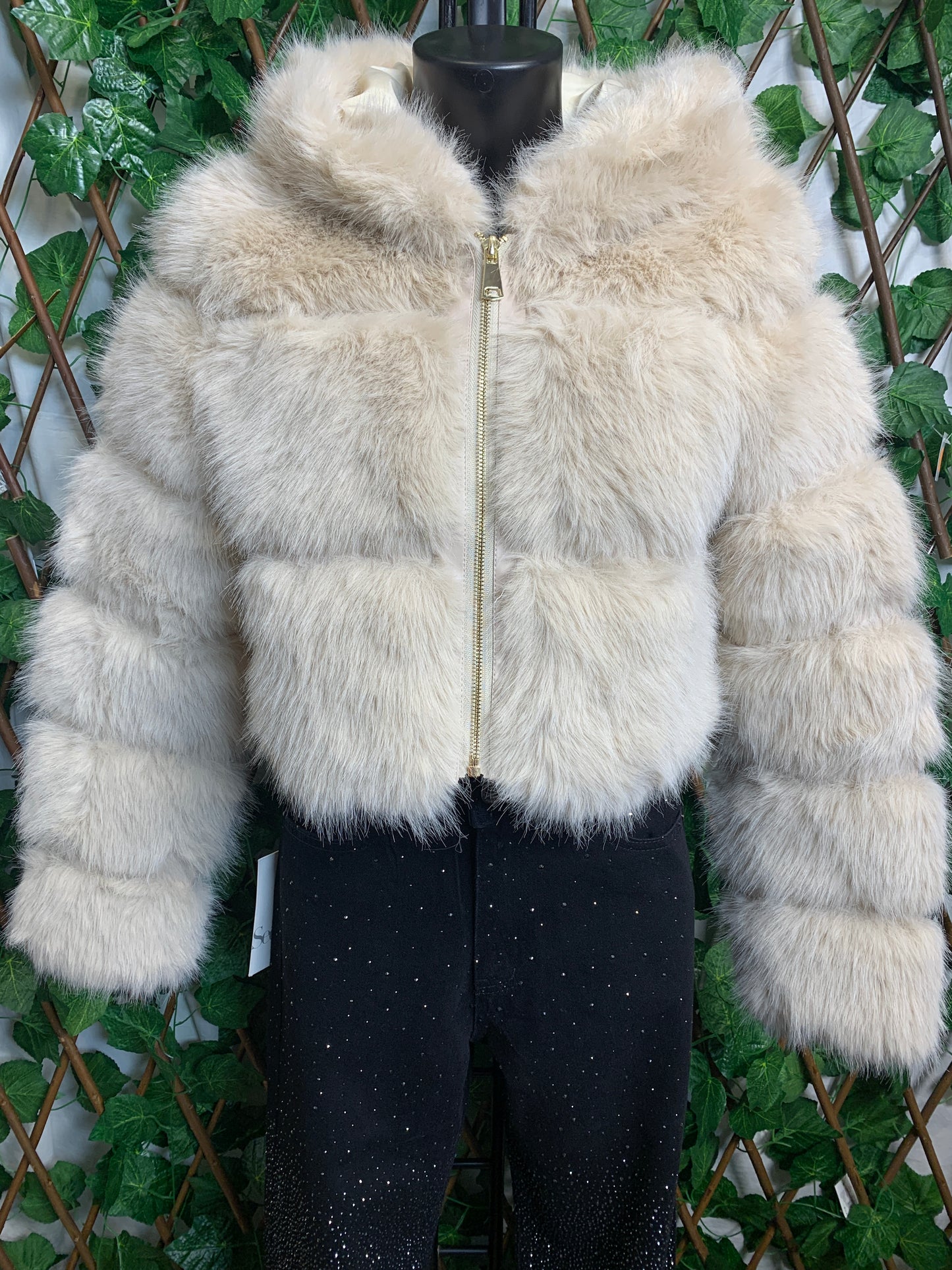 Short colored fur coat