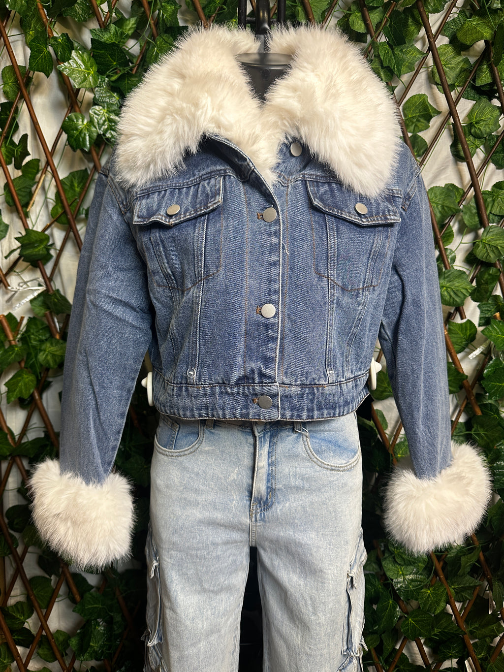 Giacca di jeans con pelliccia