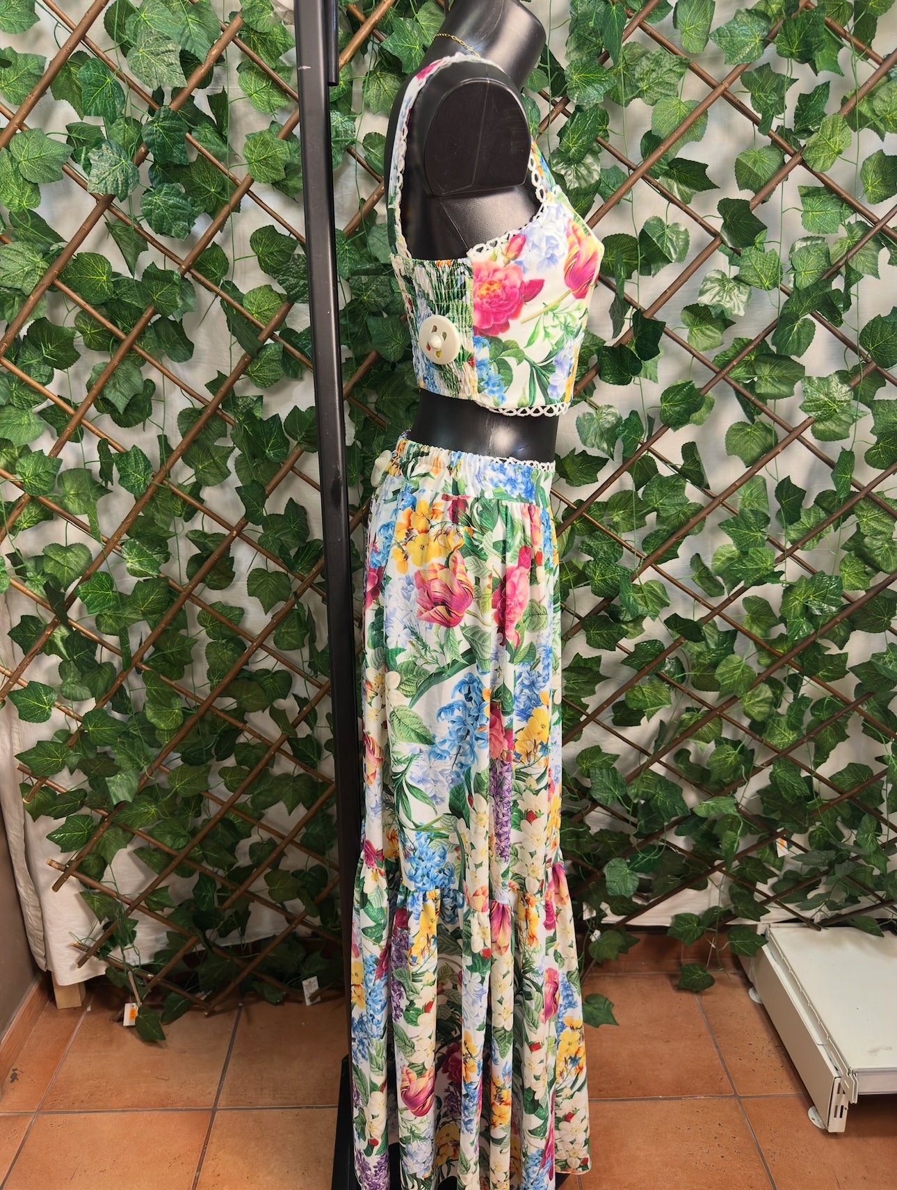 Completo Top e Gonna lunga con stampa floreale