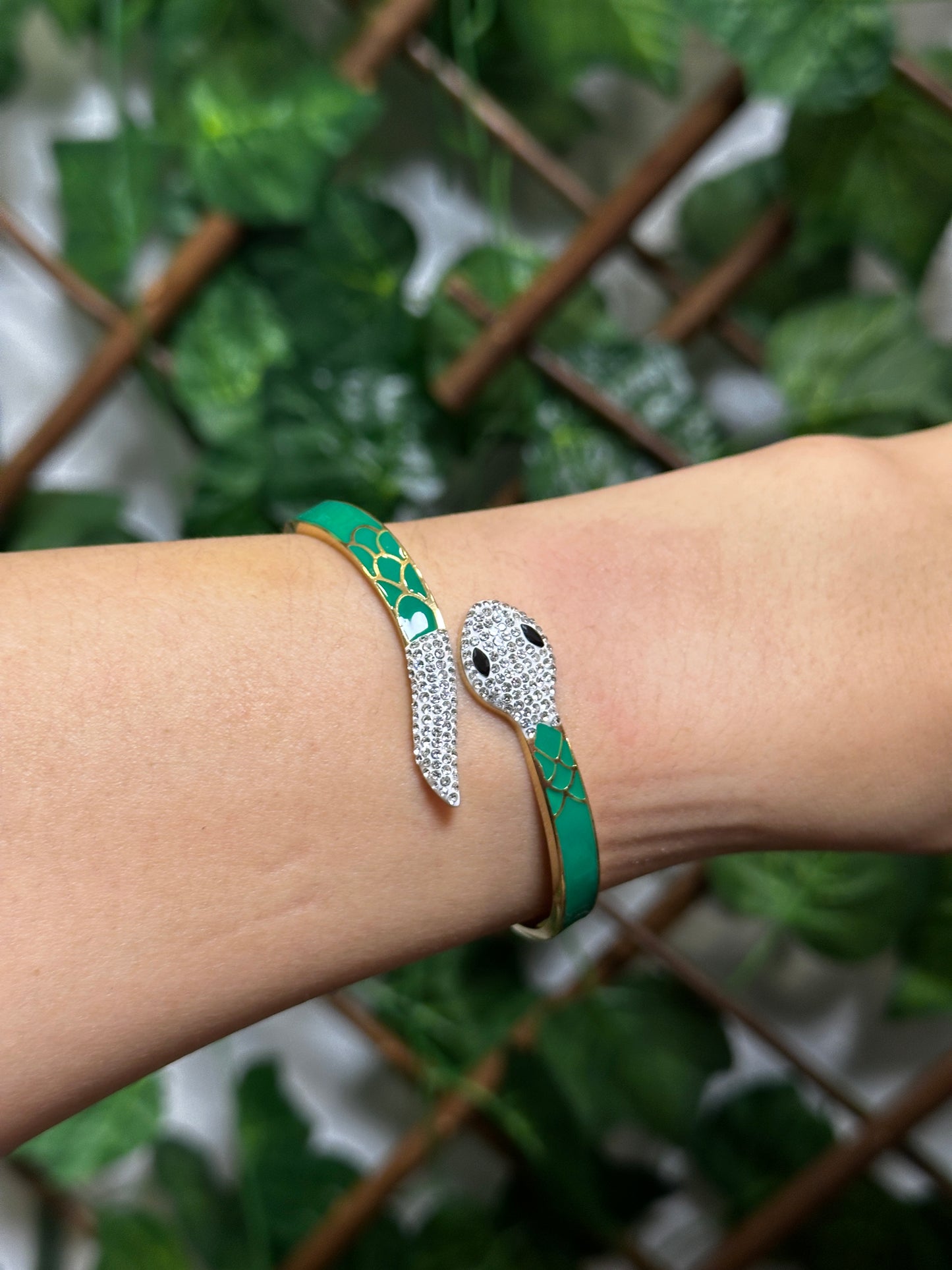 Snake bracelet with rhinestones