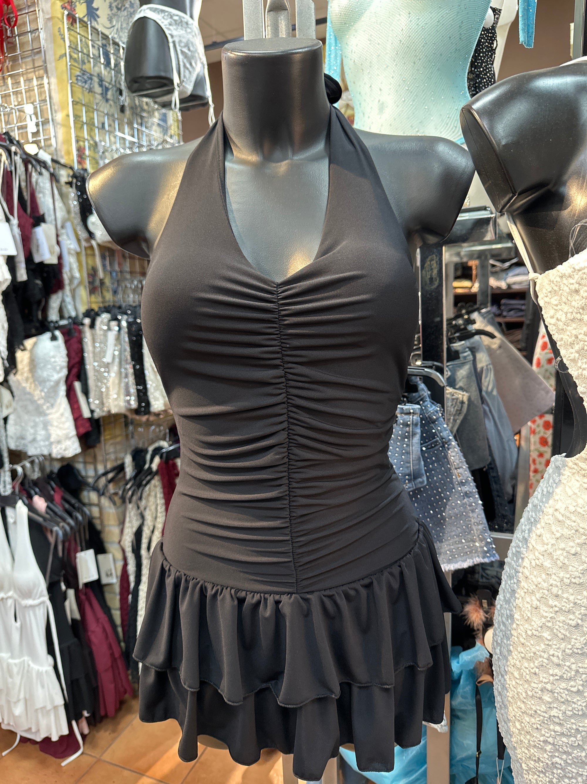 Vestito corto con arricciatura anteriore con dentro pantaloncini | taglia unica