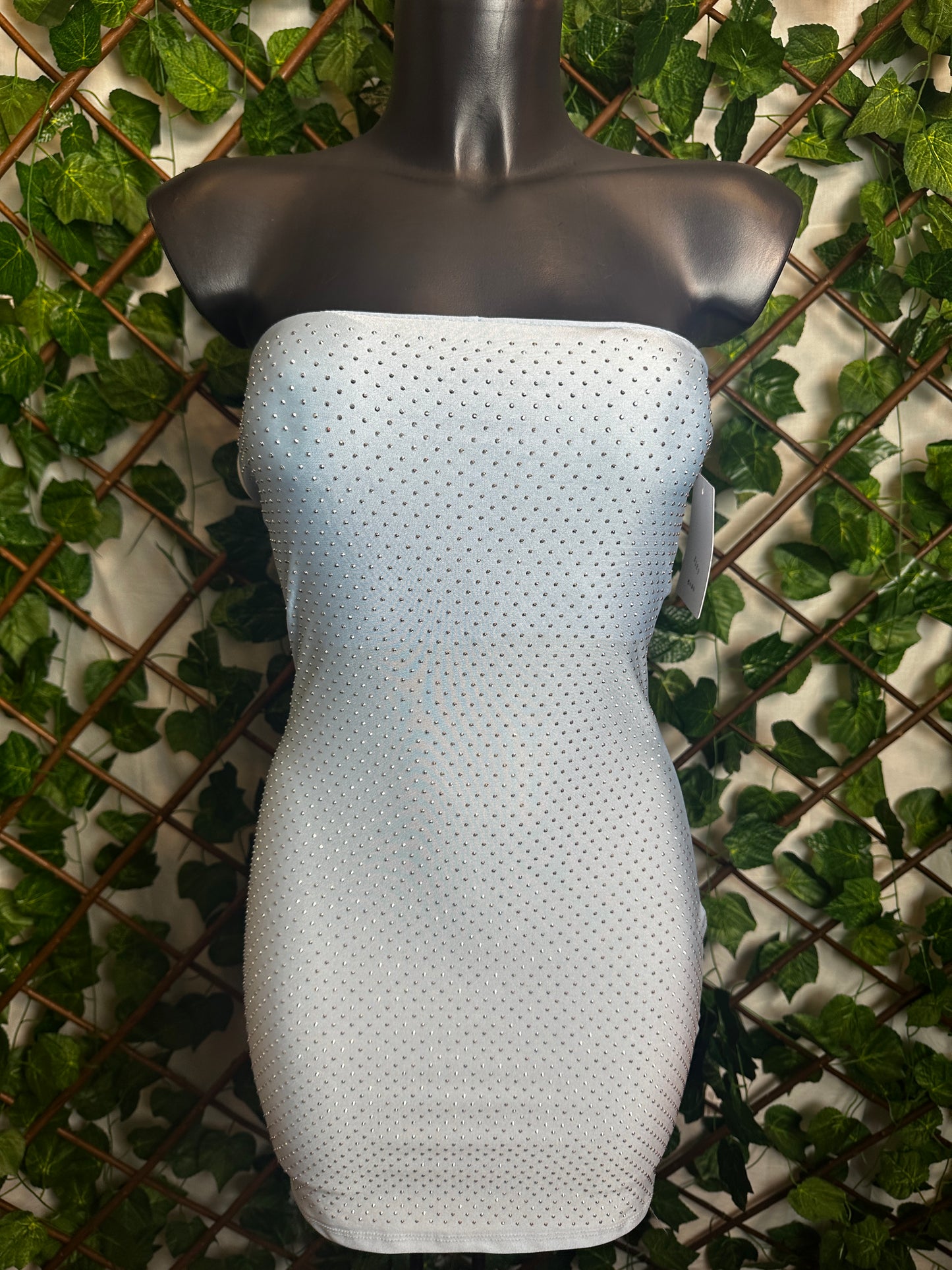 Short dress with rhinestone inserts Black