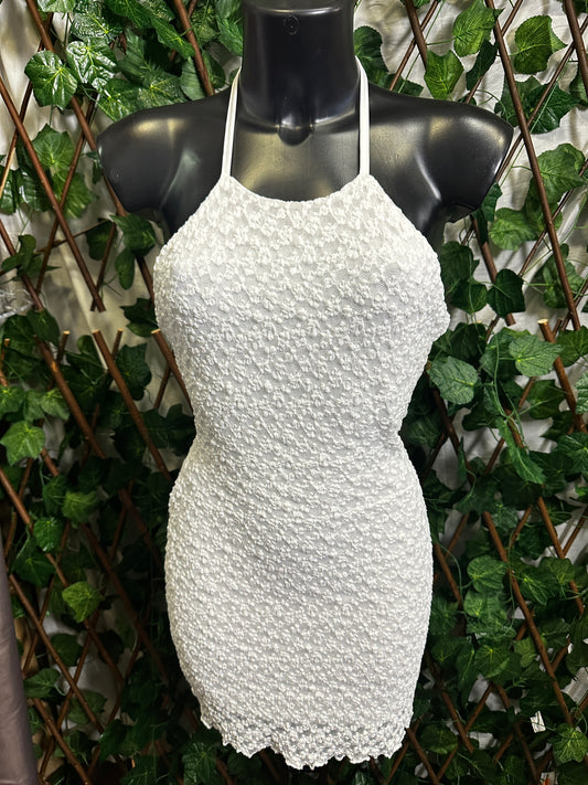 Crepe style: short dress with lace-up neck and back | one size