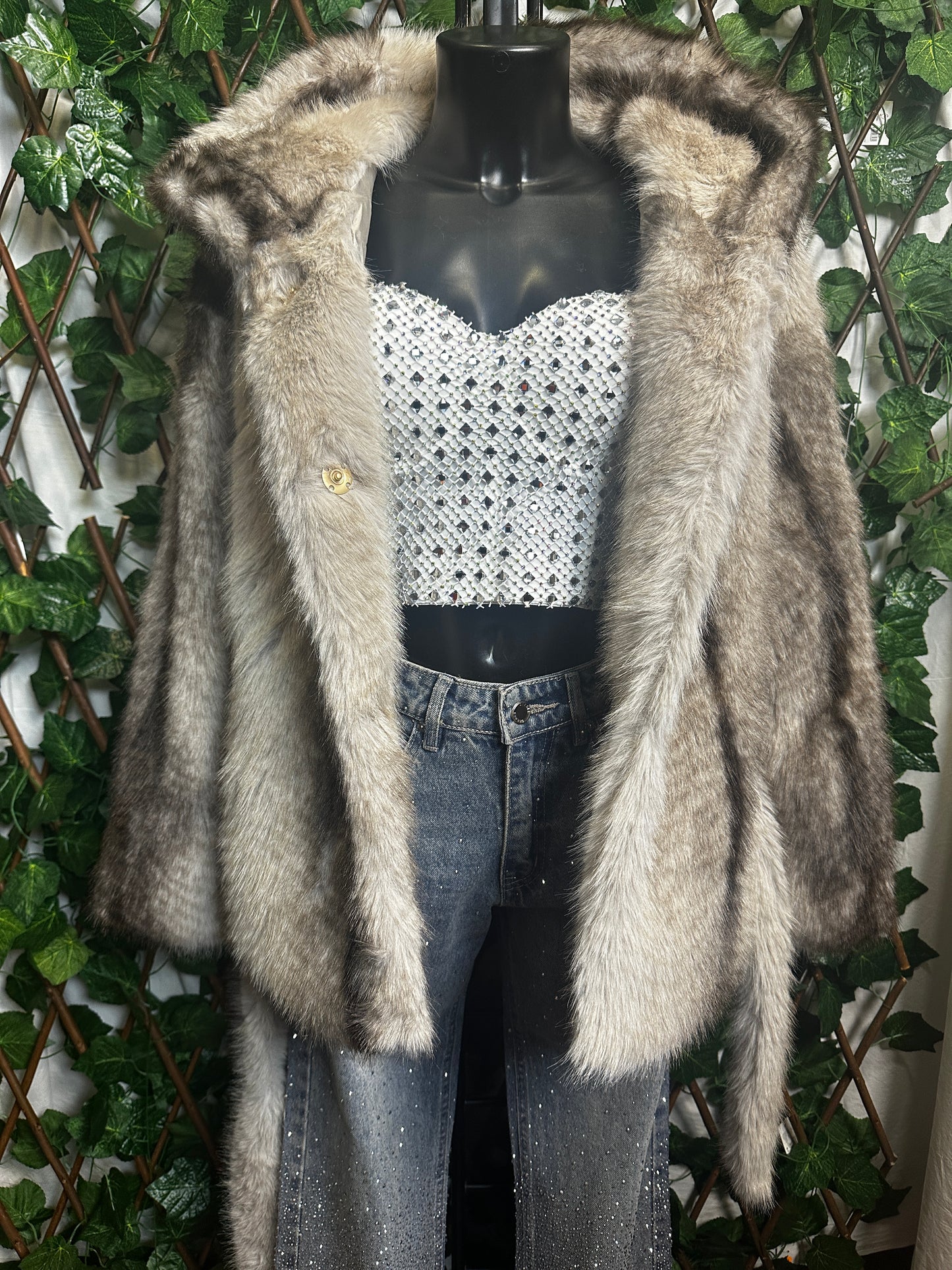 Fur jacket with hood